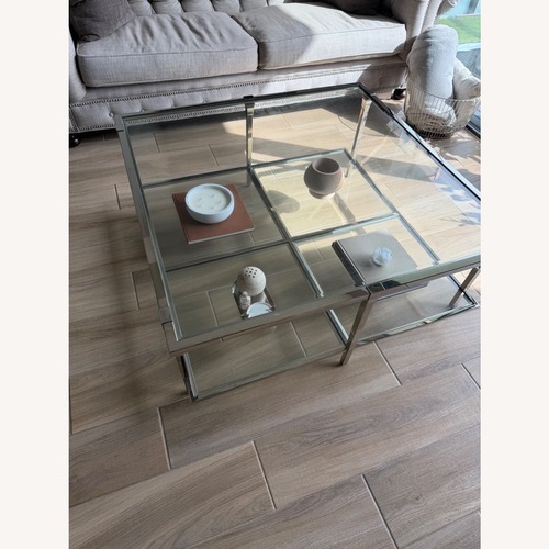 Used Bernhardt Napier Square Glass Coffee Table for sale on AptDeco