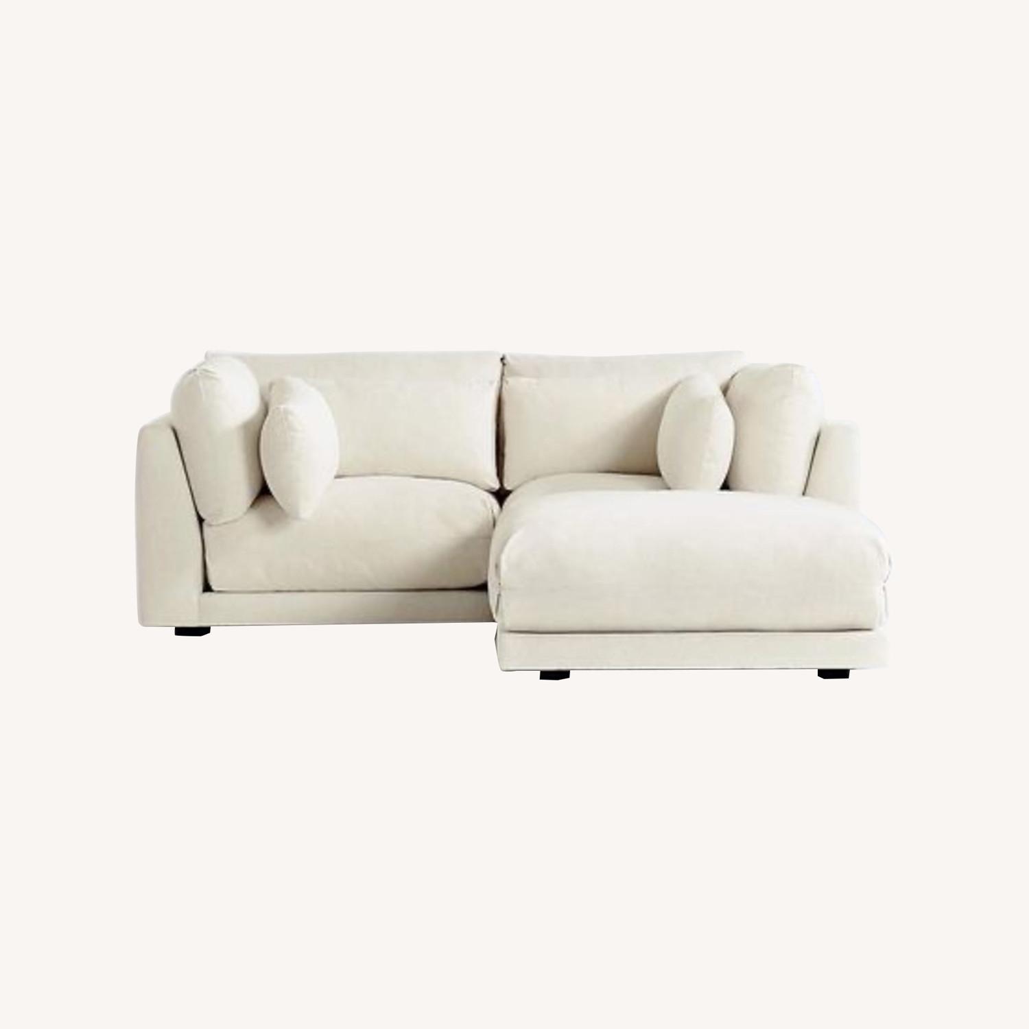 Crate & Barrel Plush Sectional Couch with Ottoman AptDeco