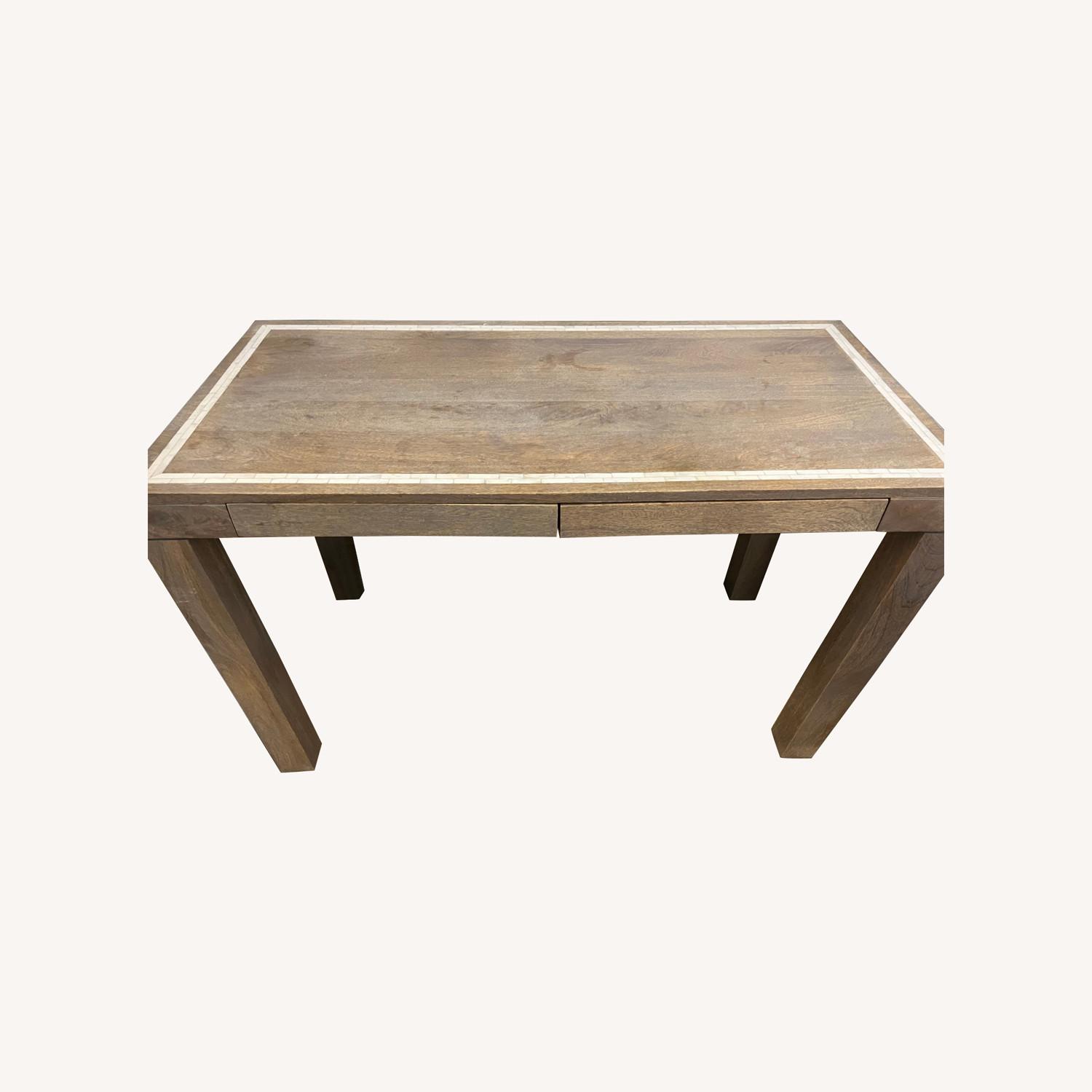 West Elm Parsons Desk with Bone Inlay - image-0