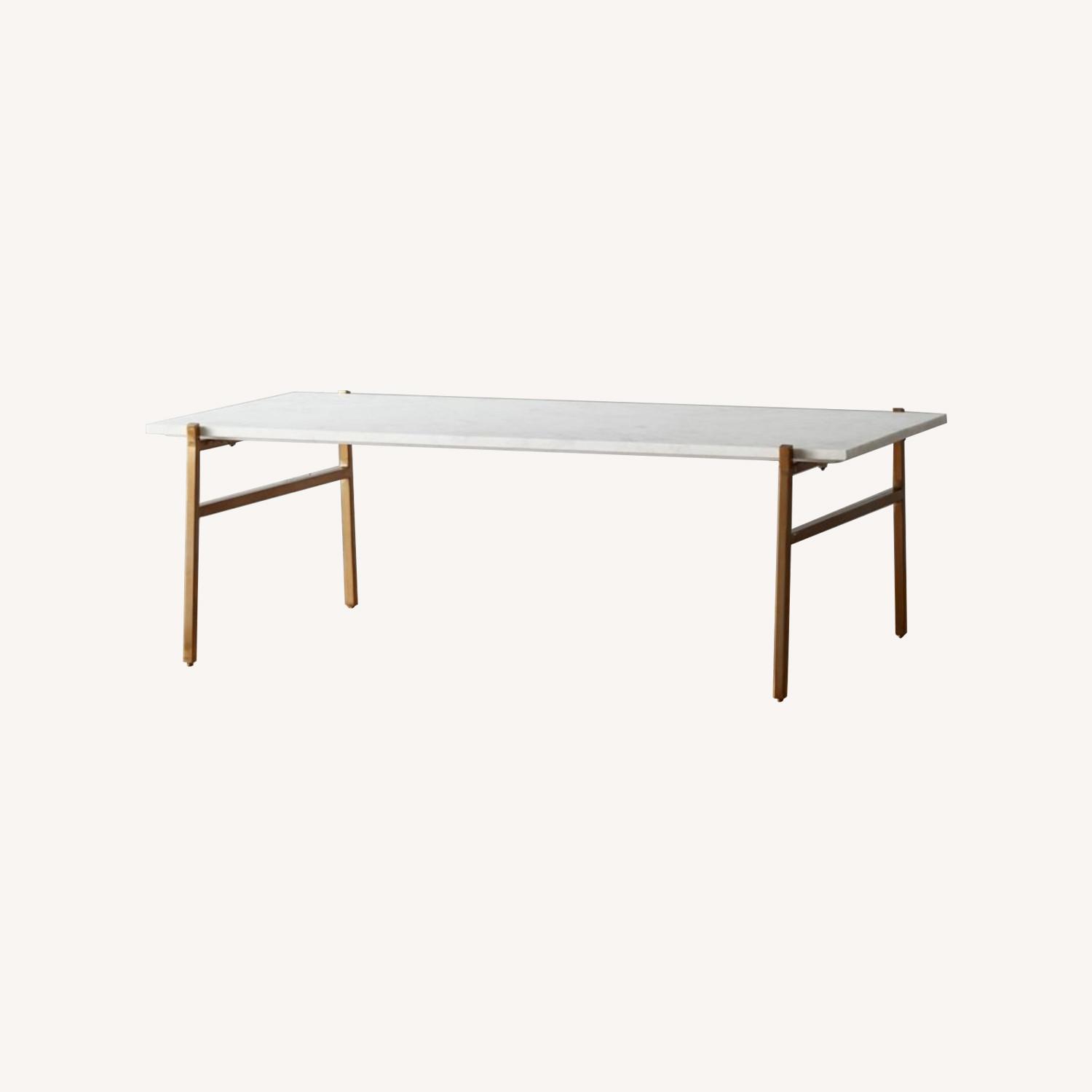 CB2 Slab Small Marble Coffee Table with Brass Base AptDeco