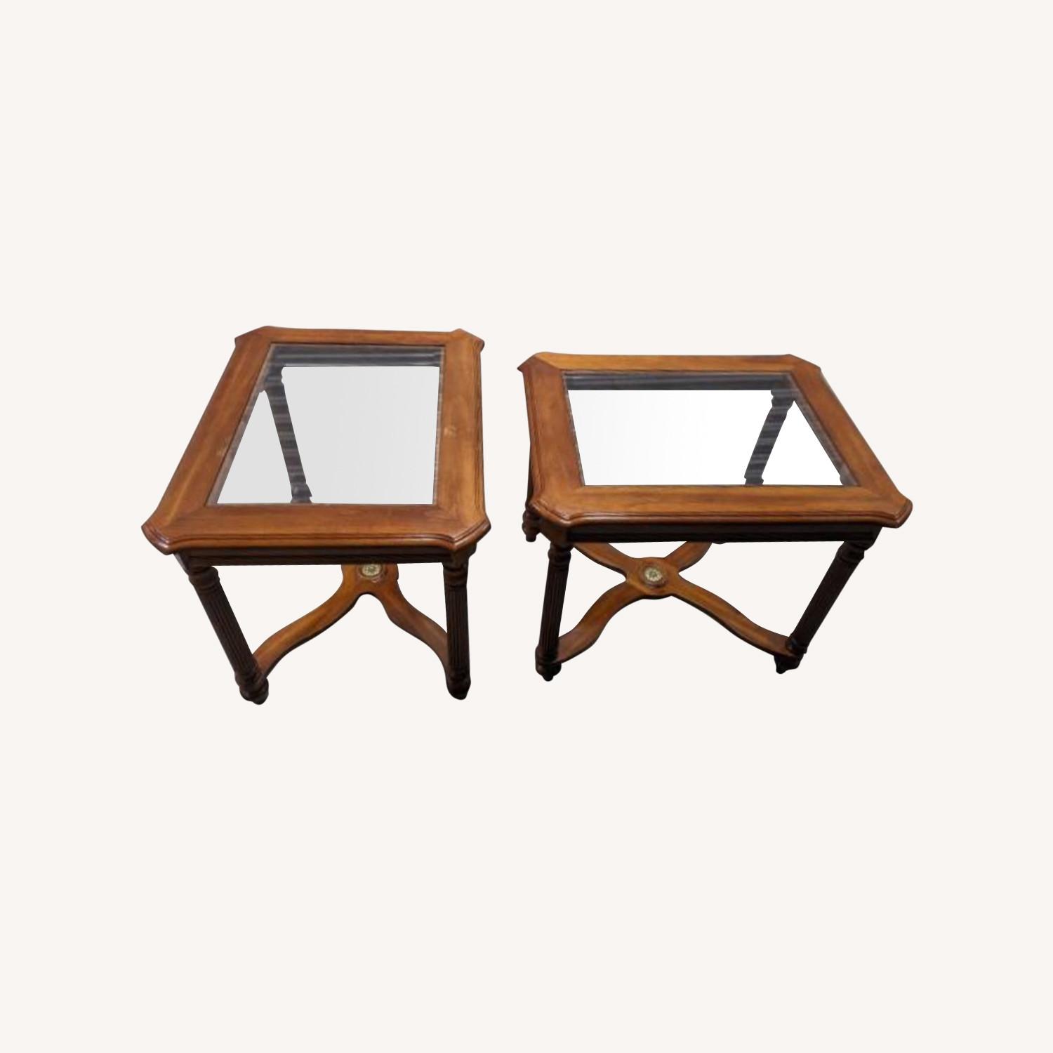 Vintage Glasstop End Table Set AptDeco
