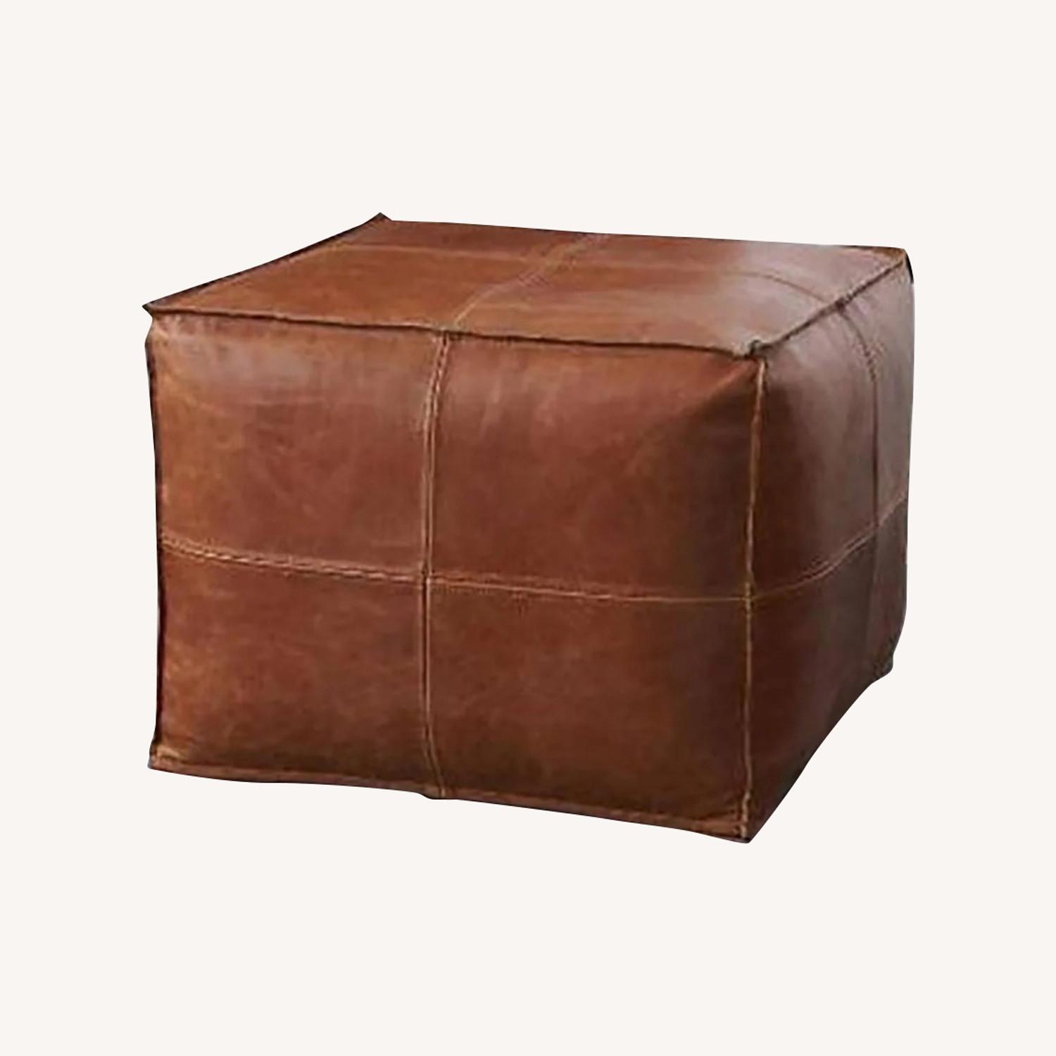 Set of 2 Tan Keshmark Square Pouf - image-0