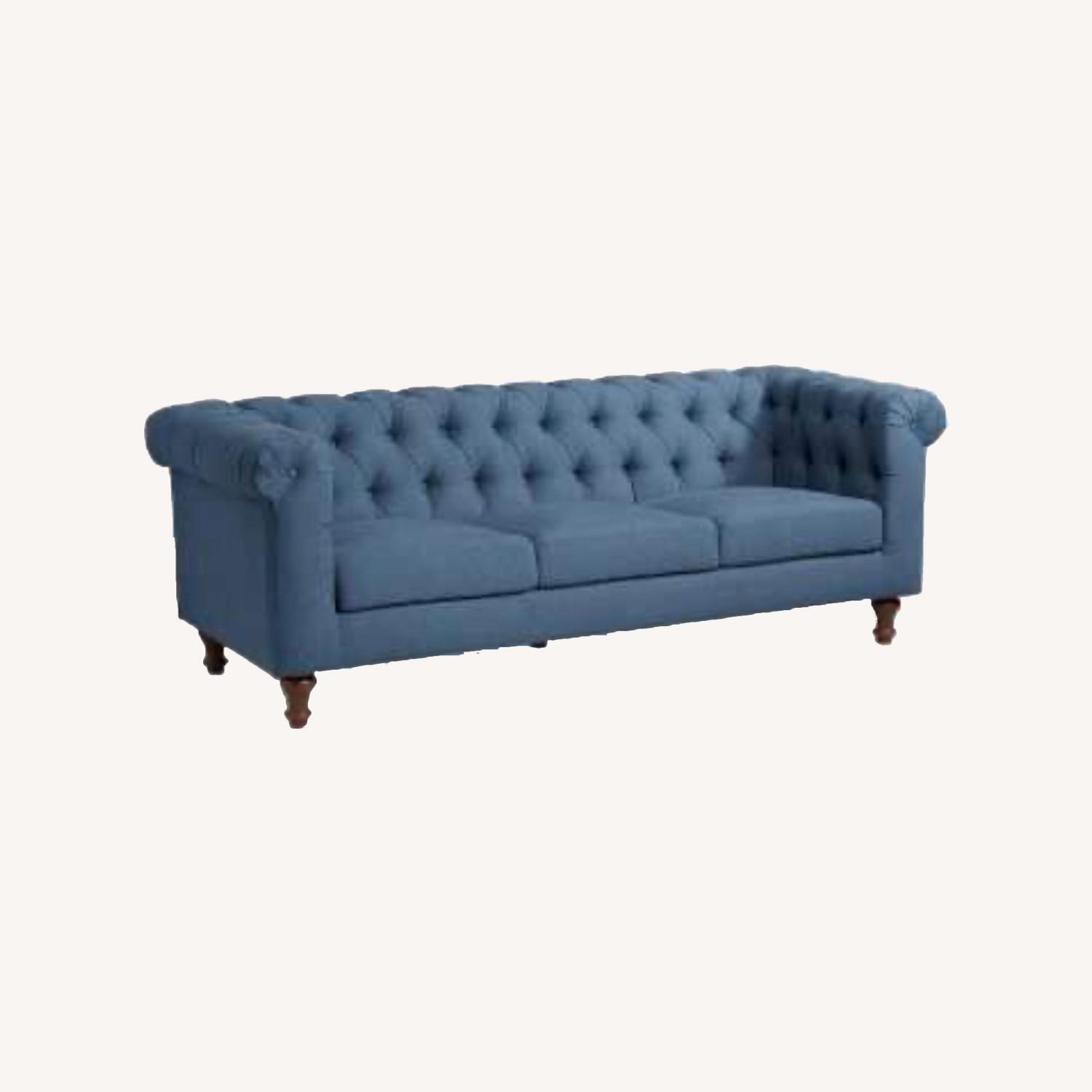 World Market Denim Chesterfield Sofa AptDeco