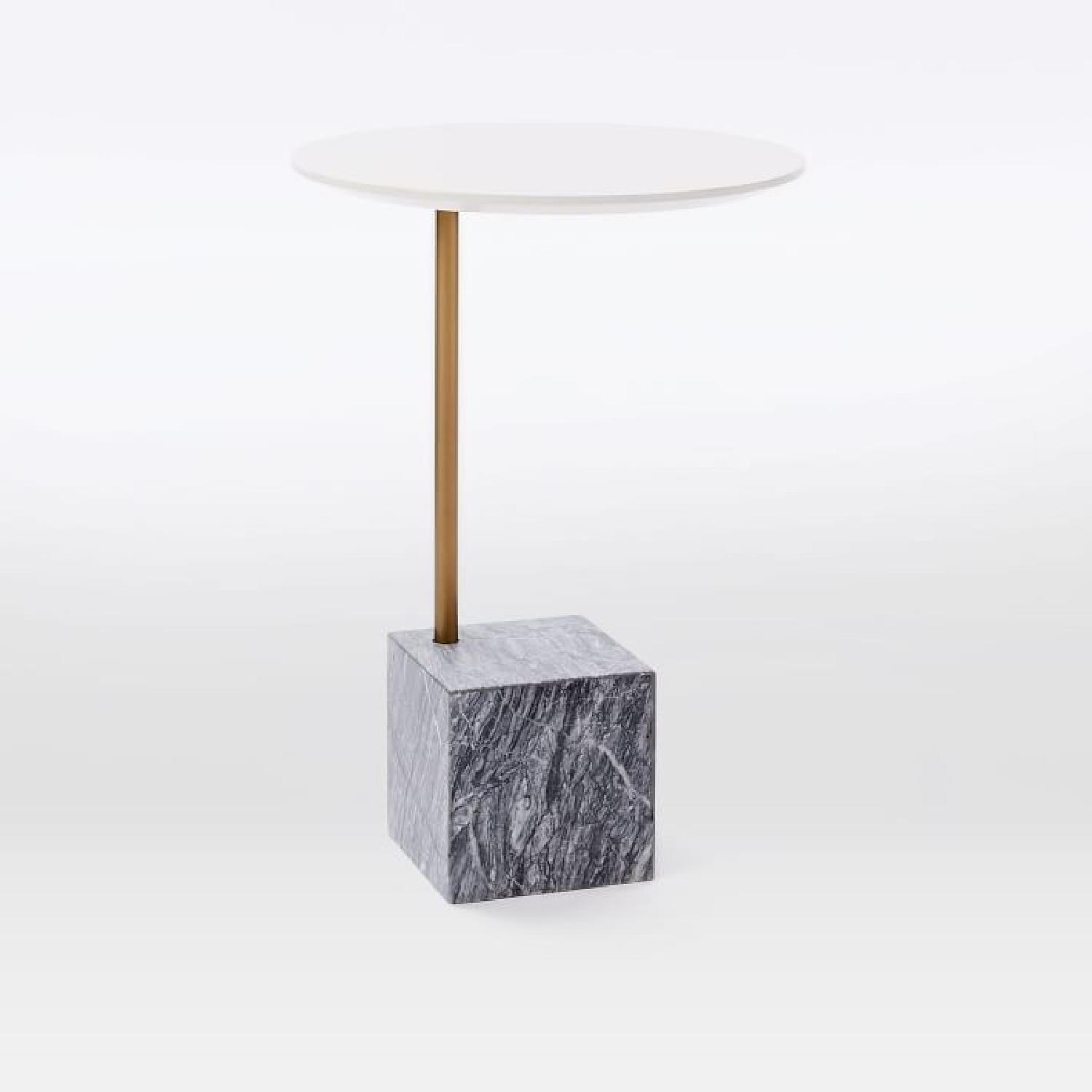 West Elm Cube Side Table White Antique Marble - image-4