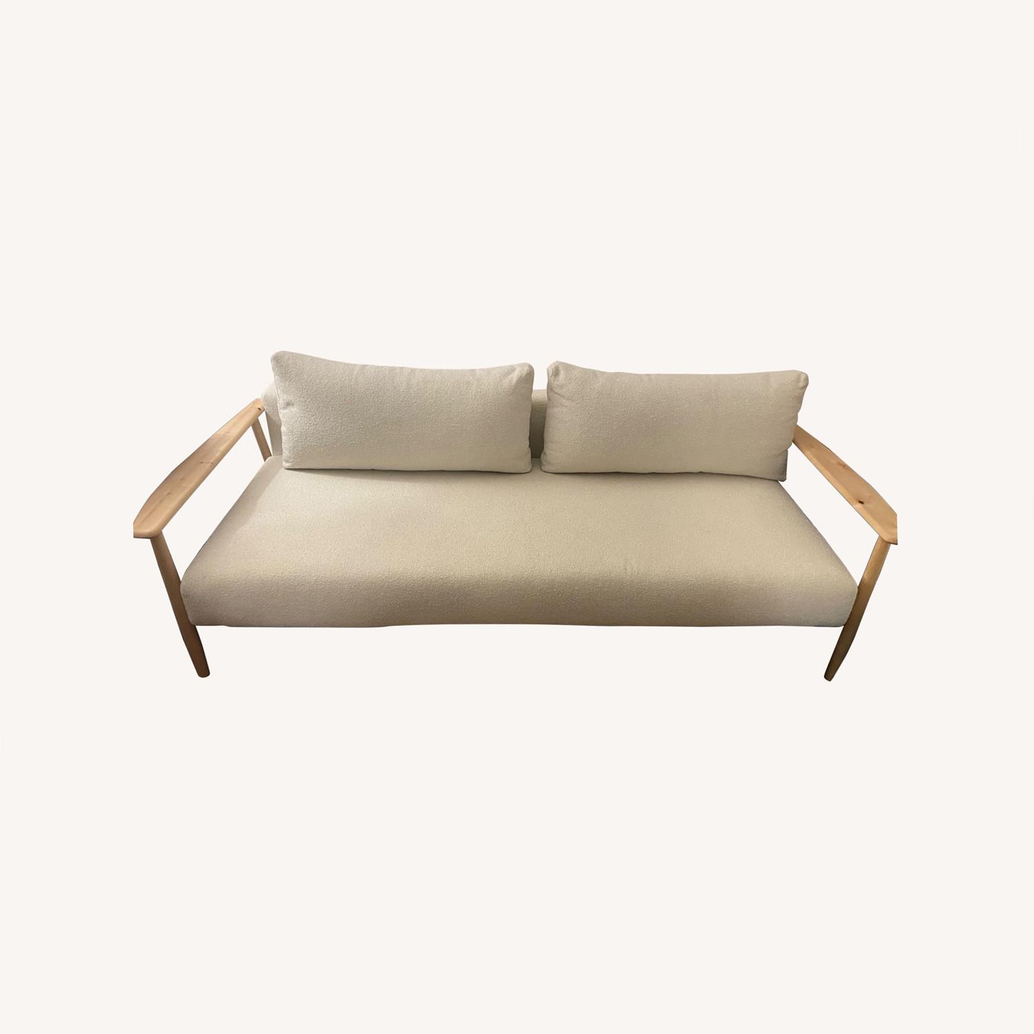 CB2 Una Ivory Boucle Sleeper Sofa AptDeco