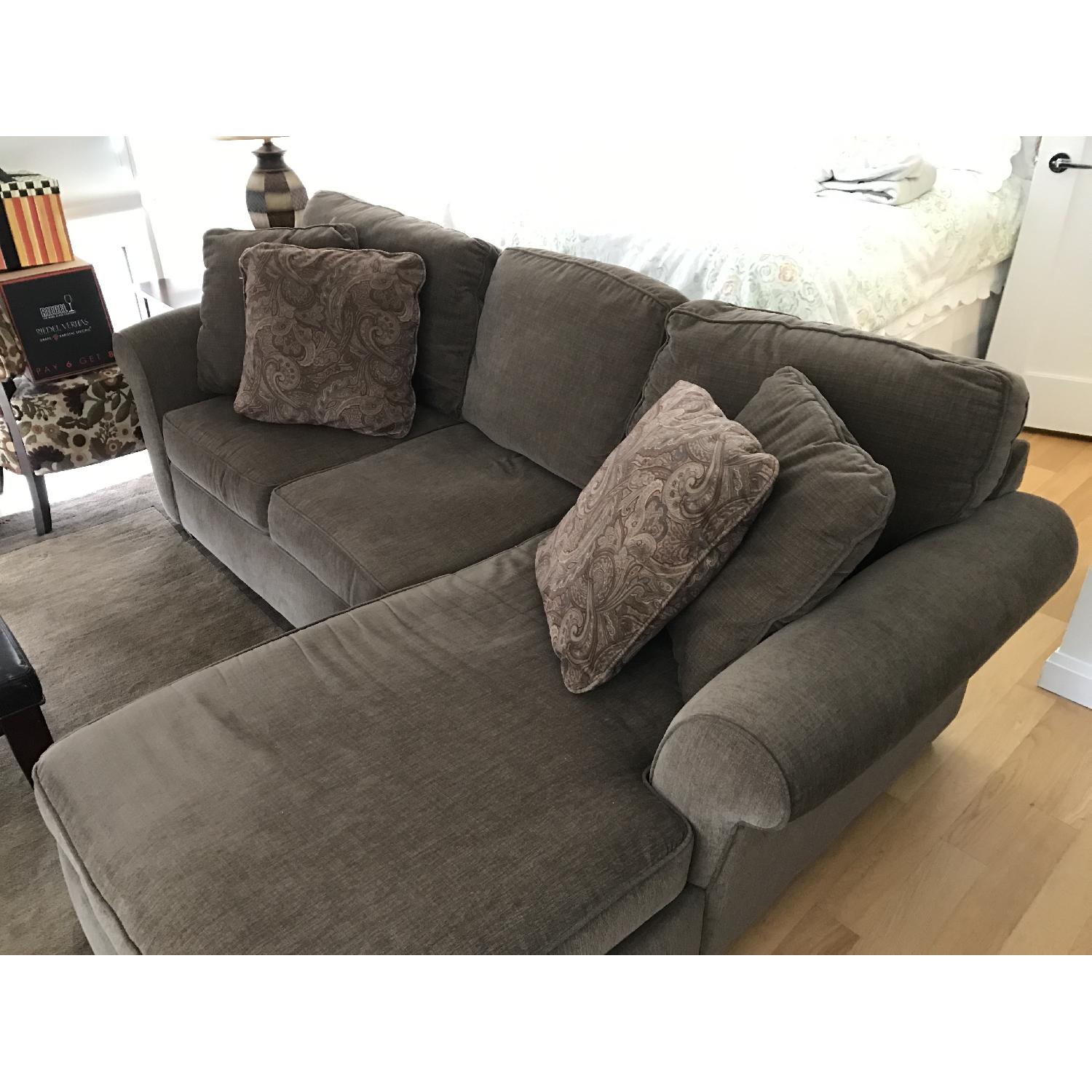 Raymour & Flanigan Brown Sectional Couch w/ Chaise - image-1