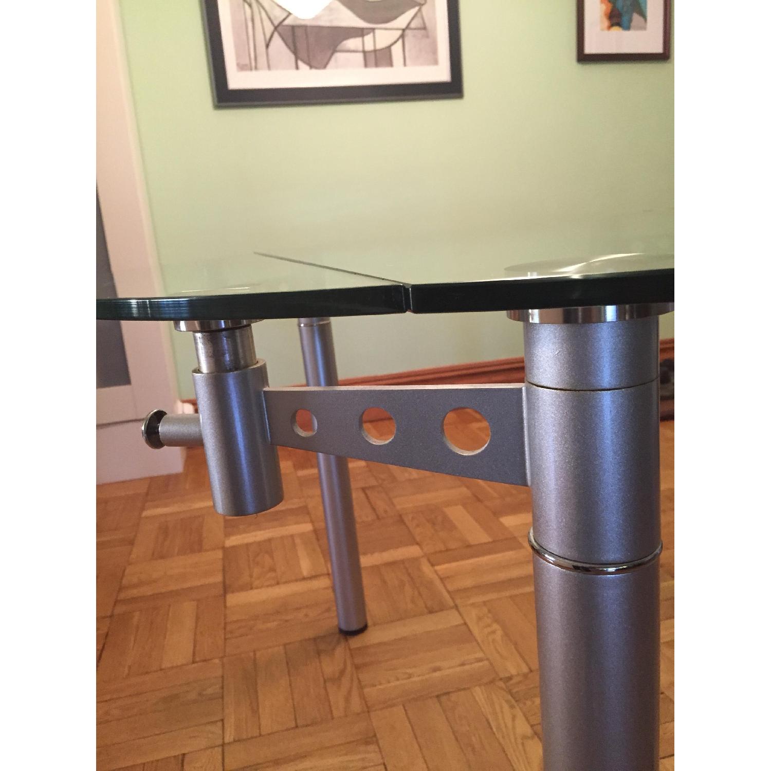 Door Store Glass Round Dining Table w/ Retractable Sides - image-3