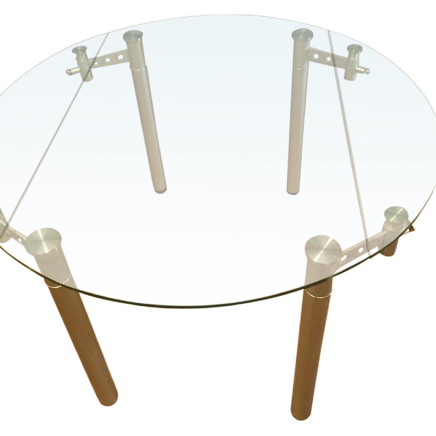 Door Store Glass Round Dining Table w/ Retractable Sides - image-0
