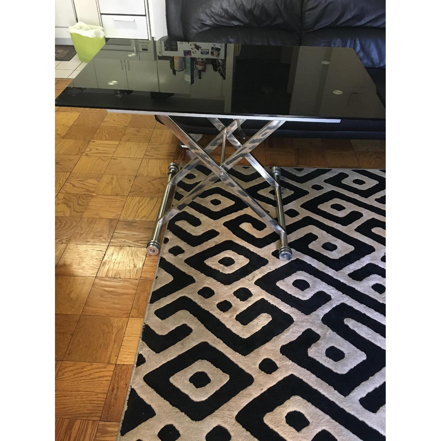 Modern Italian Tinted Glass Adjustable-Height Coffee Table - image-1