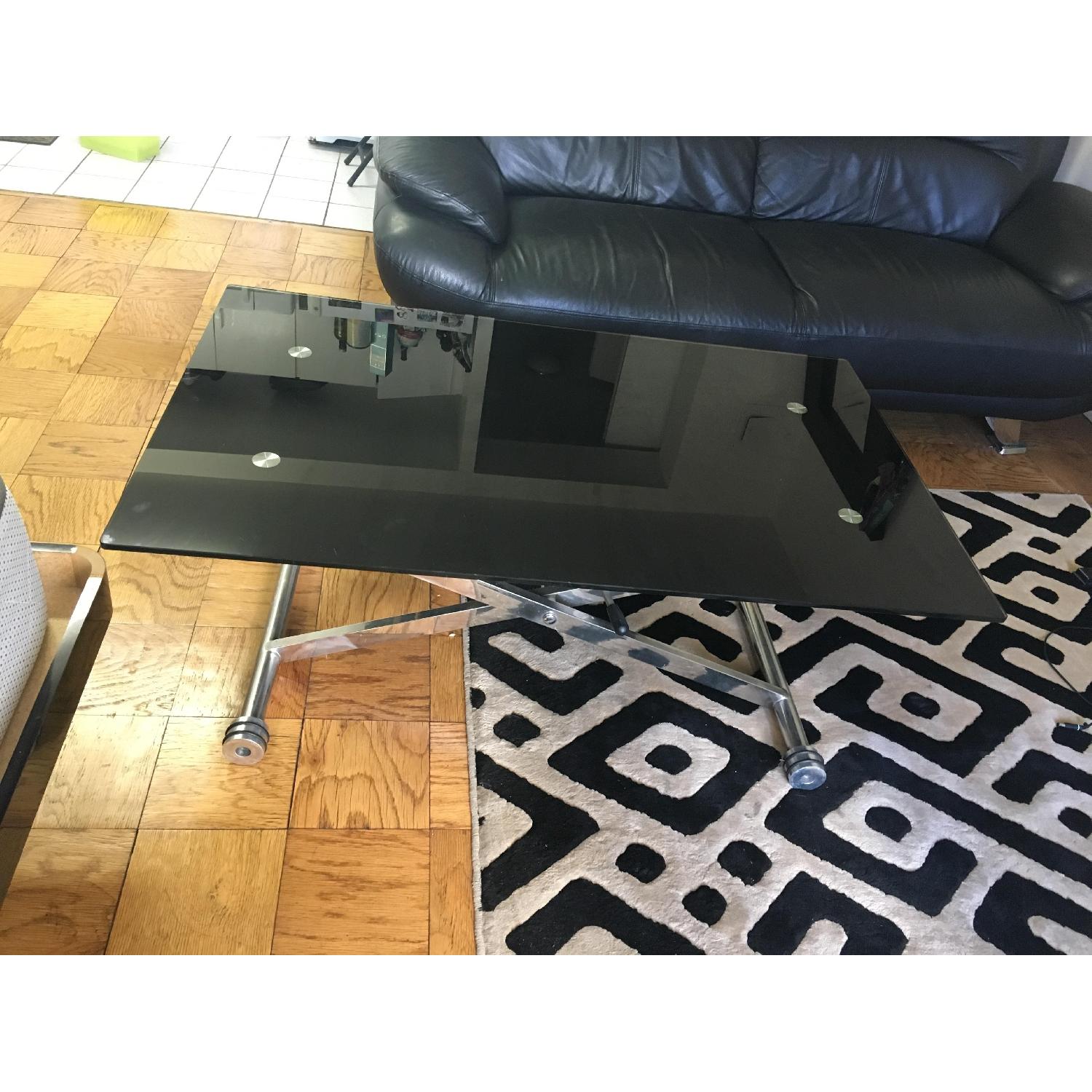 Modern Italian Tinted Glass Adjustable-Height Coffee Table - image-3