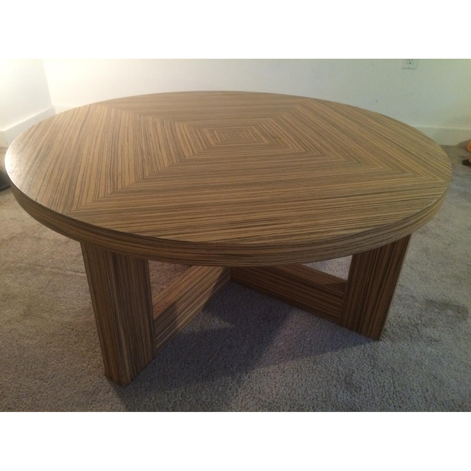 Zebra Wood Round Coffee Table - image-1