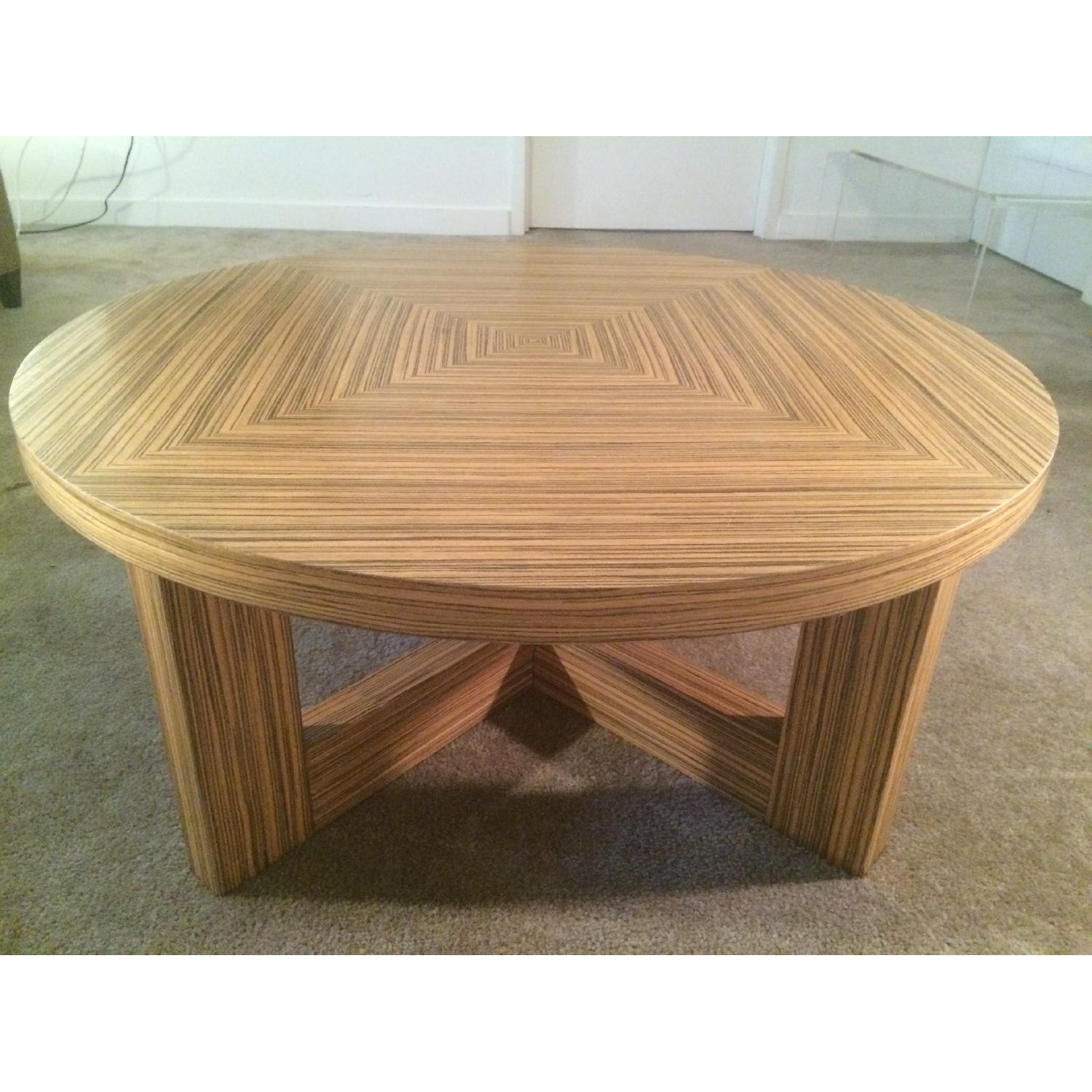 Zebra Wood Round Coffee Table - image-3