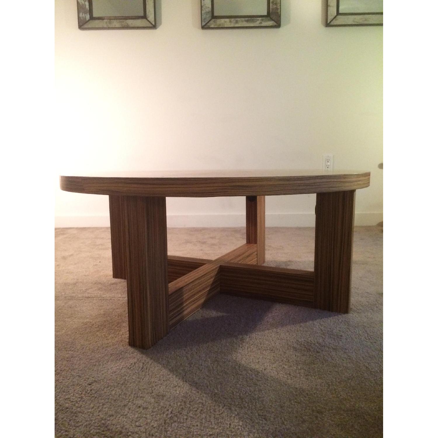 Zebra Wood Round Coffee Table - image-6
