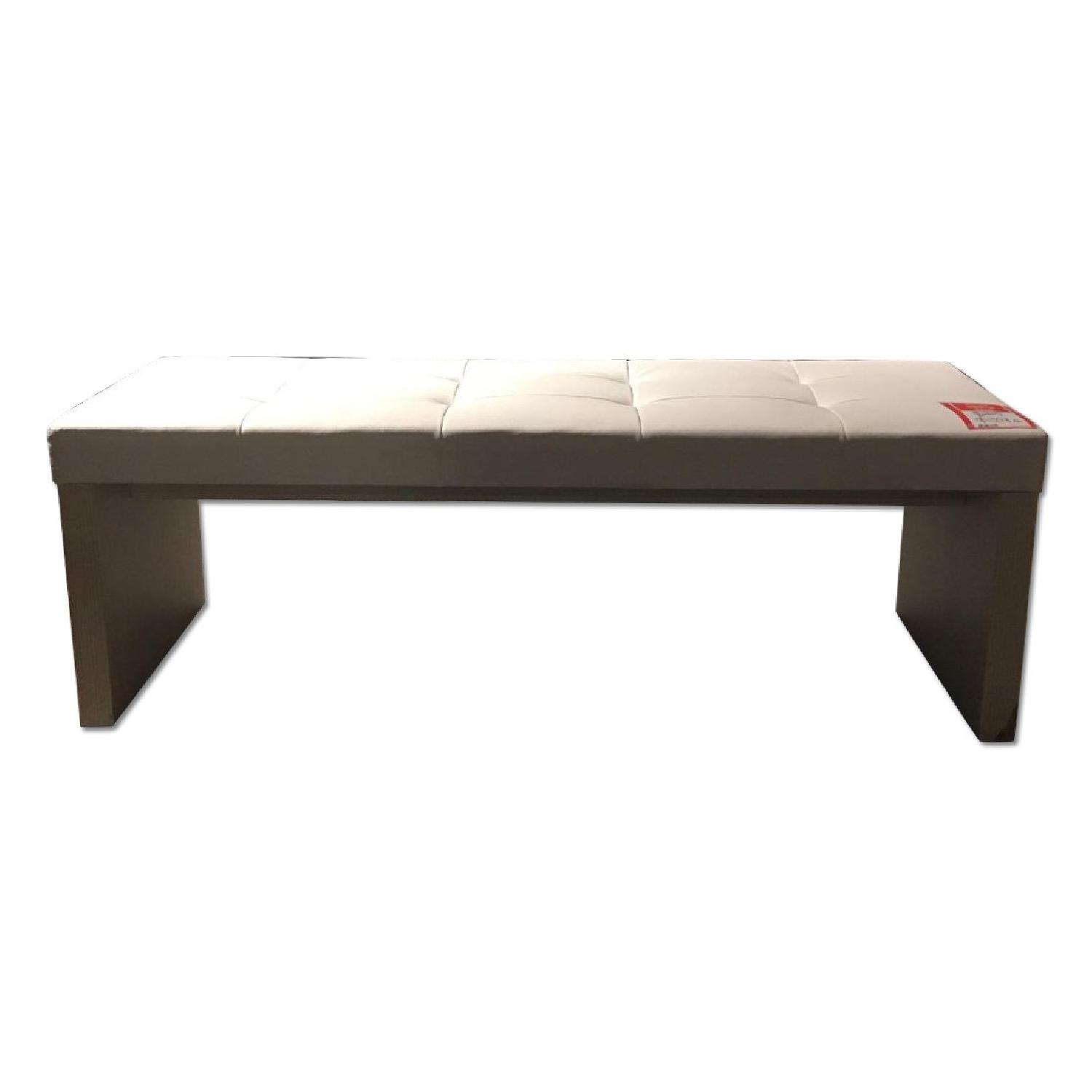 Lazzoni White Leather Ottoman Bench AptDeco