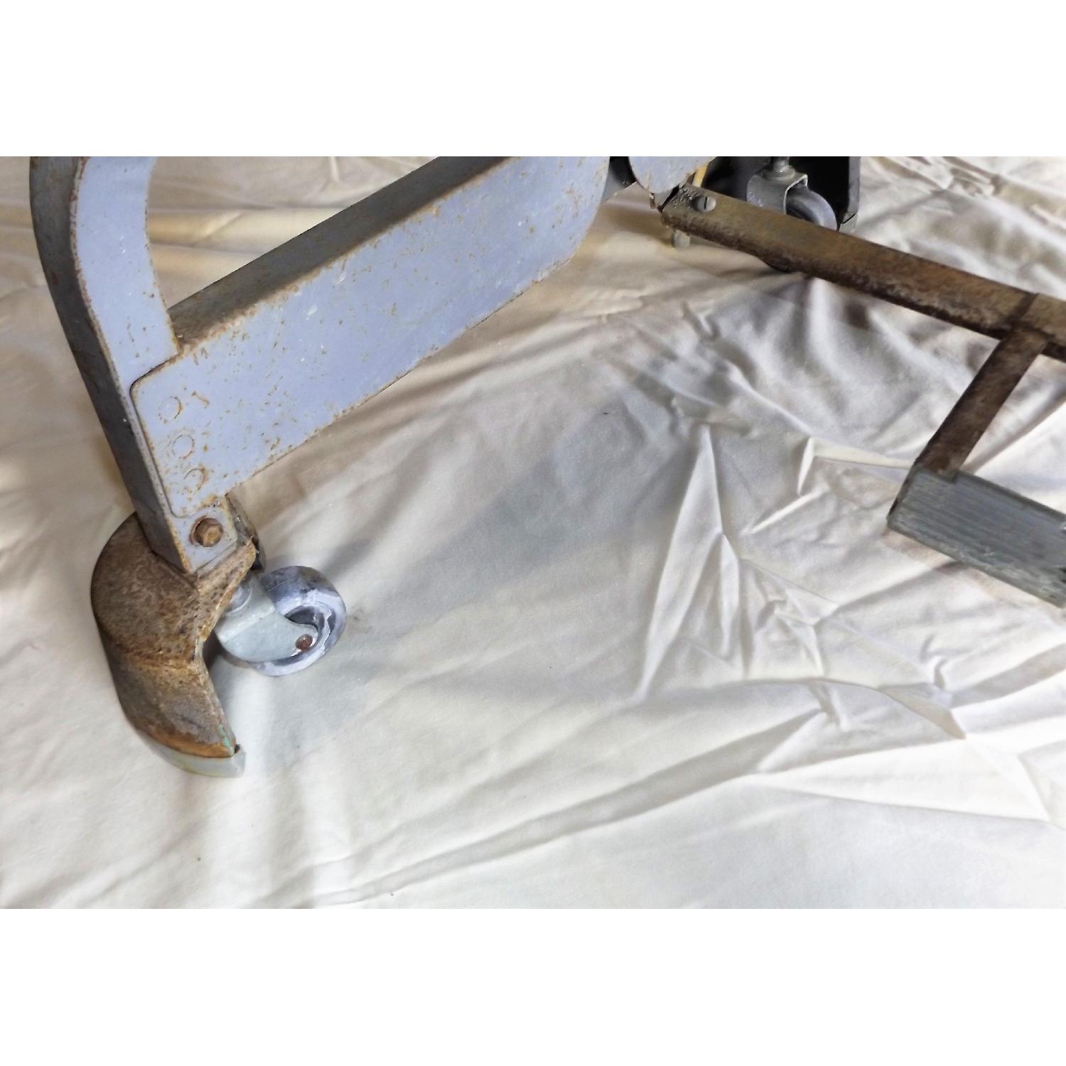 Industrial Mid Century Drop Leaf Table on Locking Wheels - image-4