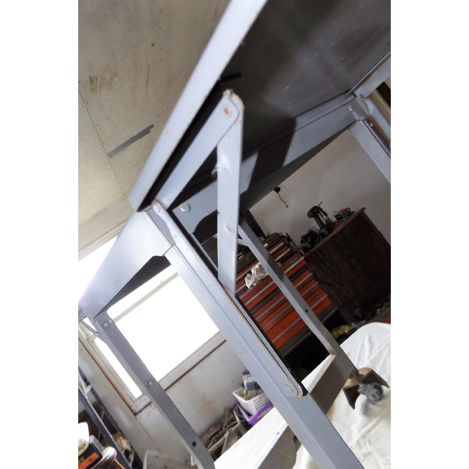 Industrial Mid Century Drop Leaf Table on Locking Wheels - image-5