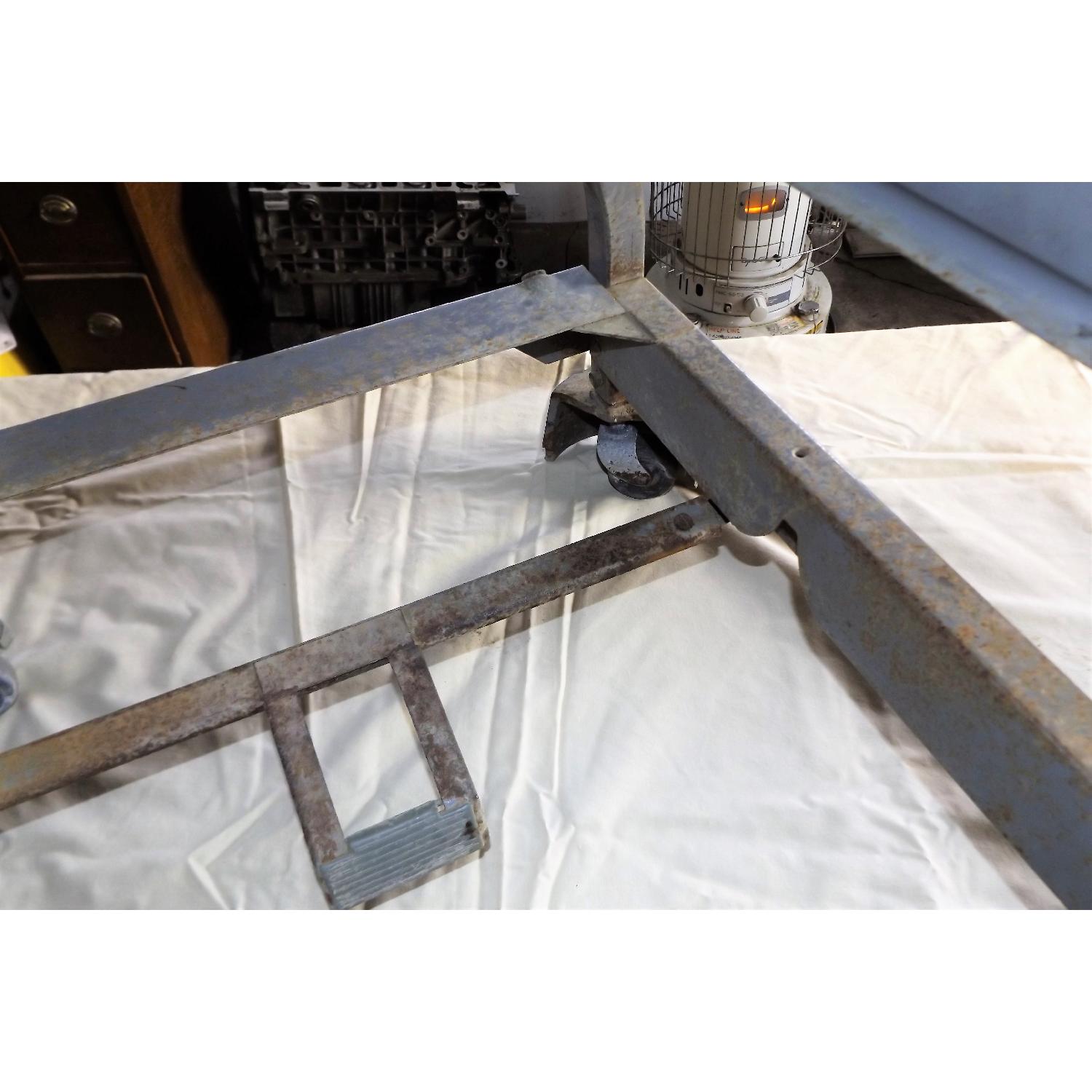 Industrial Mid Century Drop Leaf Table on Locking Wheels - image-6