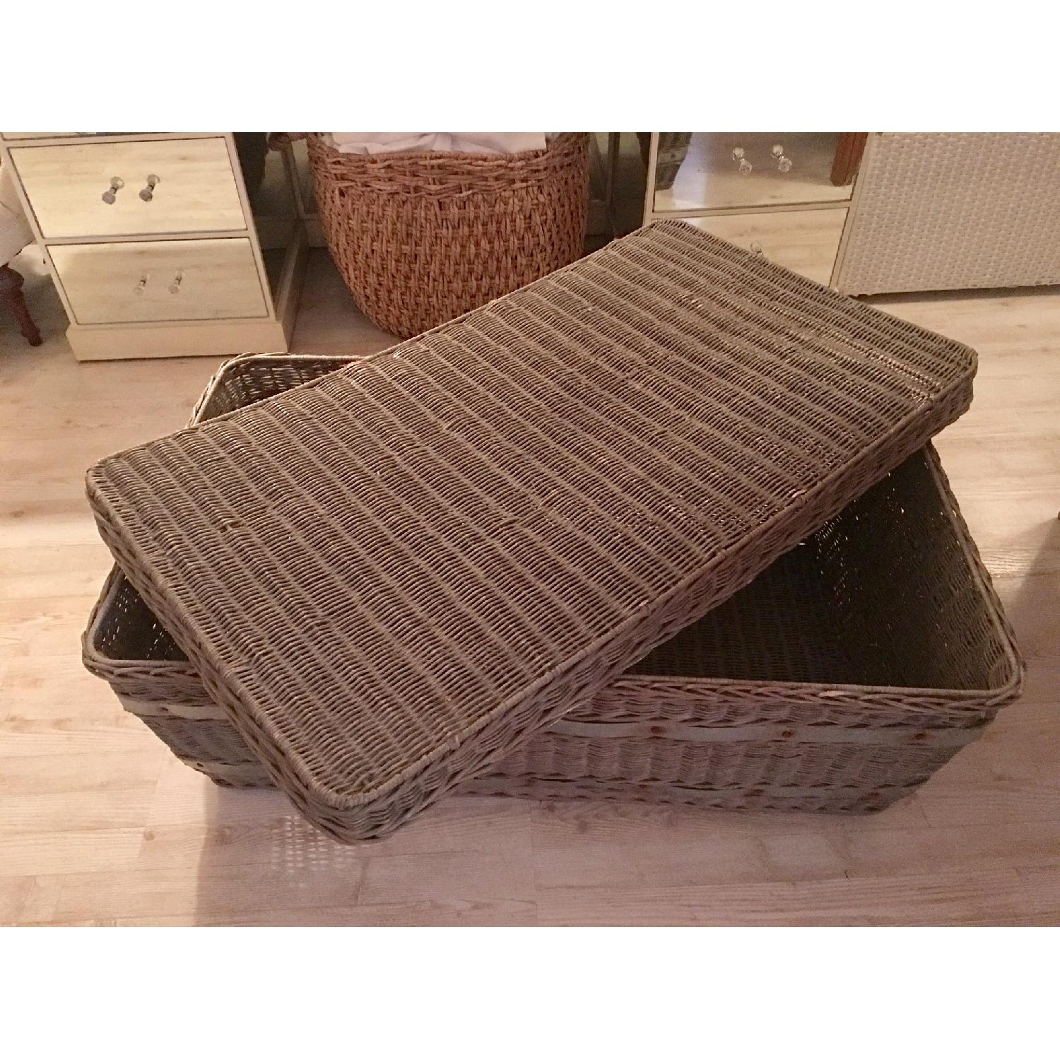 Pottery Barn Distressed French Wicker Trunk - image-3