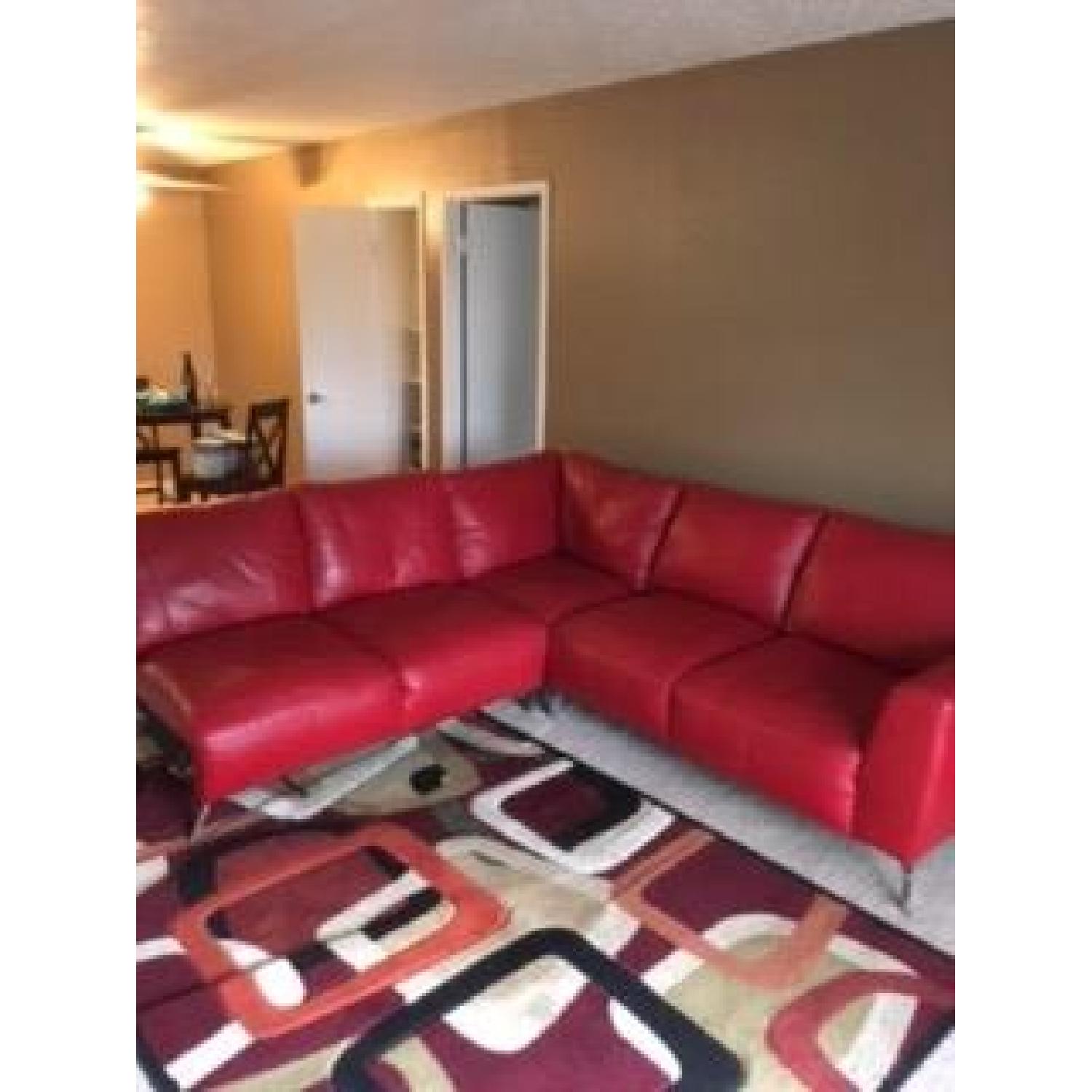 Ashley's Red Leather Sectional - image-3