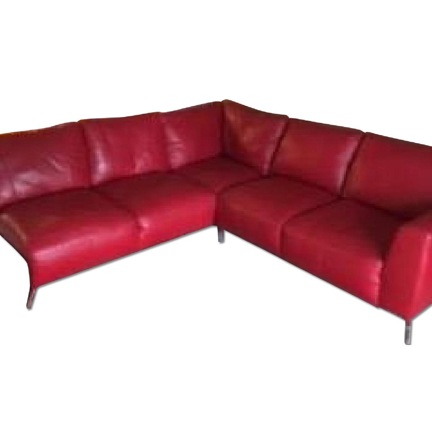 Ashley's Red Leather Sectional - image-0
