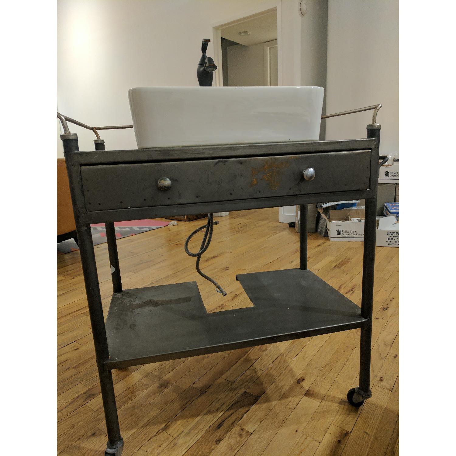 Vintage Bathroom Vanity w/ Contemporary Vessel Sink & Delta Faucet - image-4