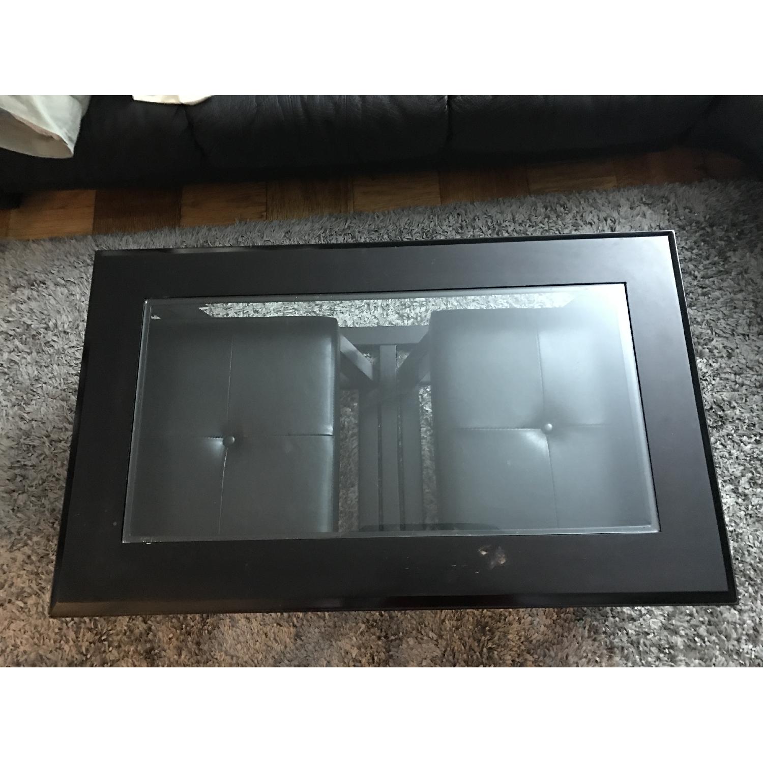 3 Piece Coffee Table w/ Glass Top & 2 Hidden Stools - image-3