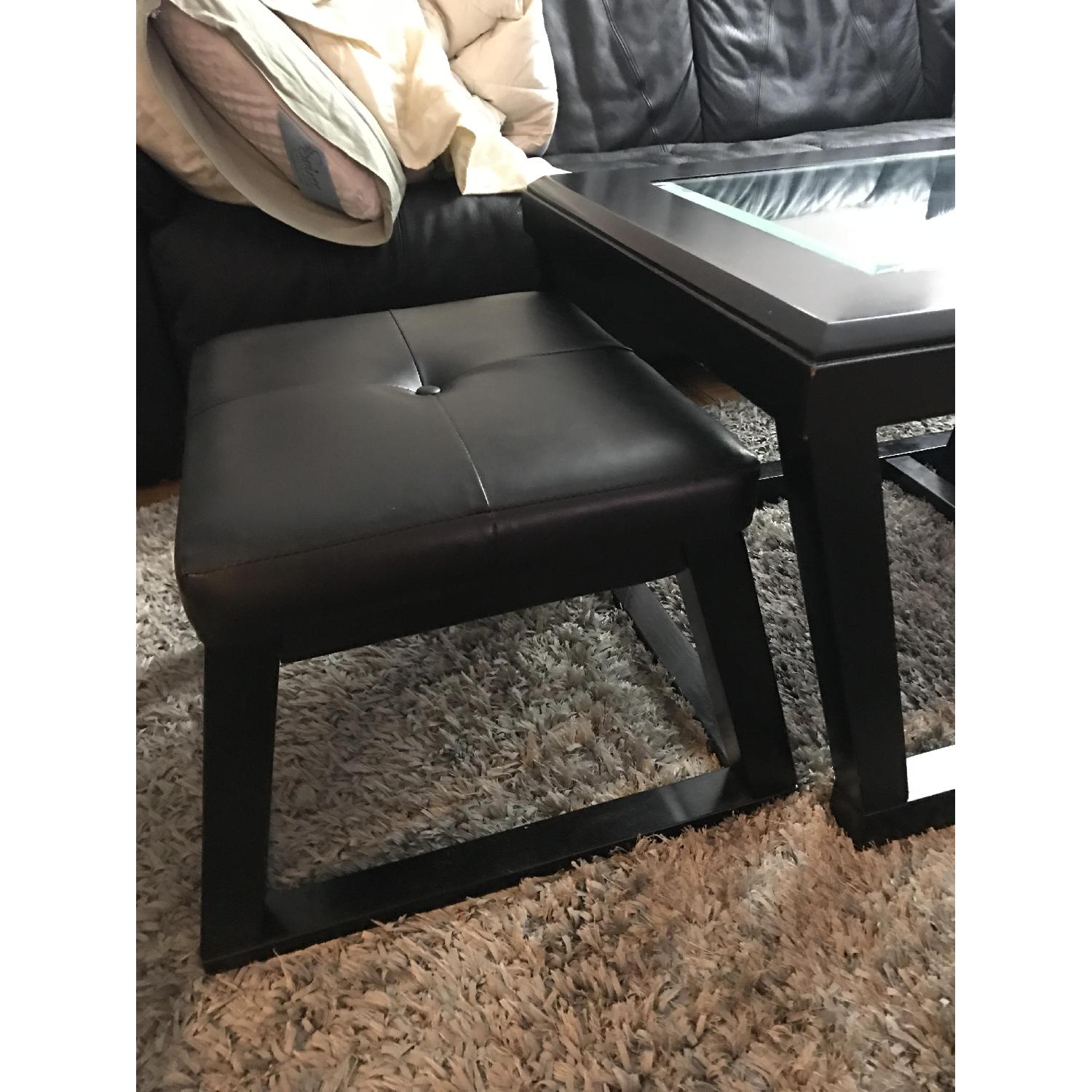 3 Piece Coffee Table w/ Glass Top & 2 Hidden Stools - image-4