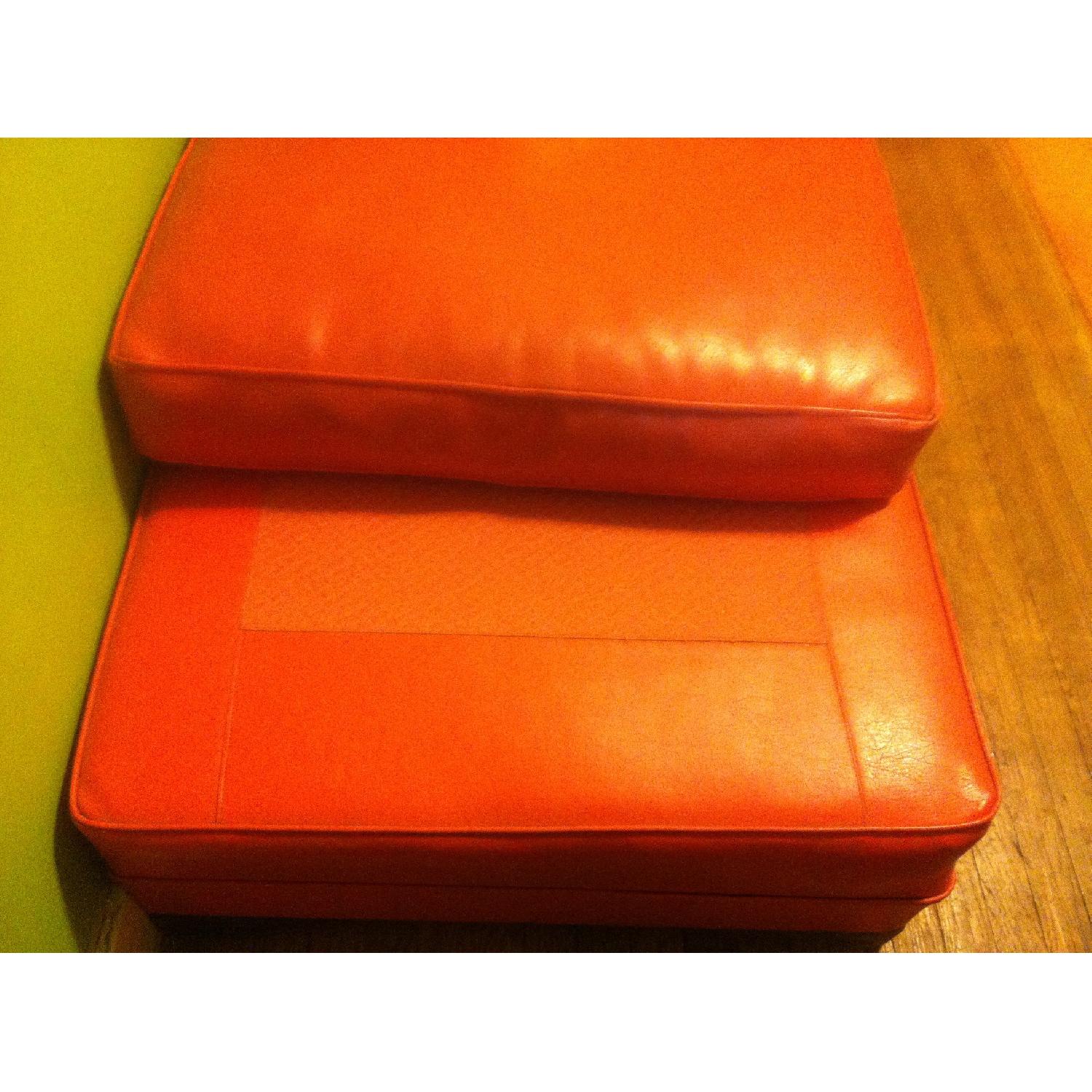 Vintage Orange Vinyl Sofa & Three Cushions - image-4