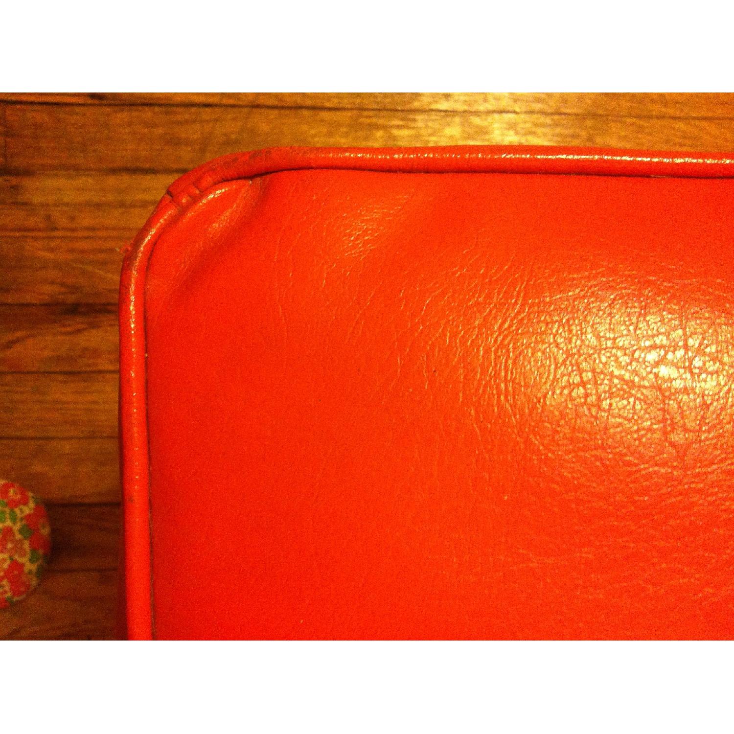 Vintage Orange Vinyl Sofa & Three Cushions - image-6