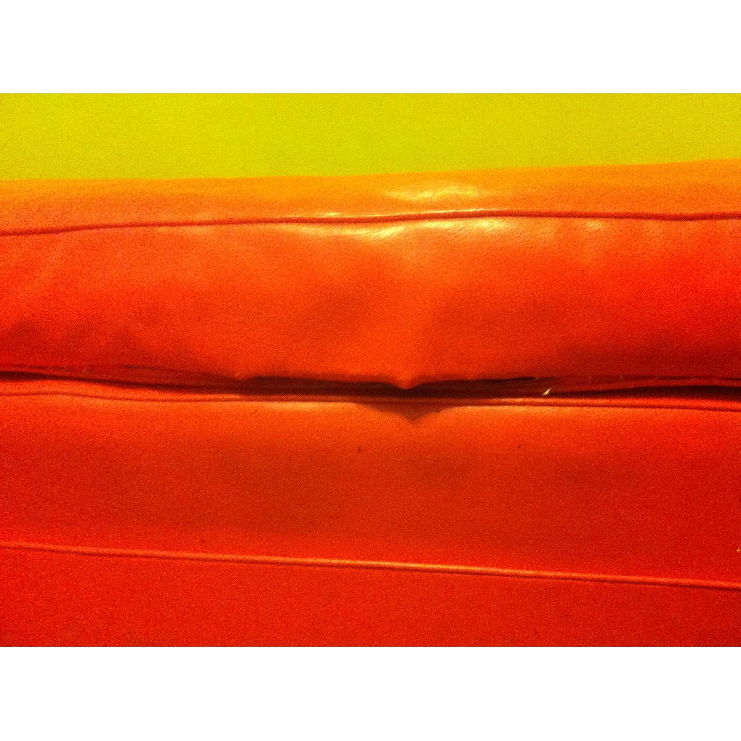 Vintage Orange Vinyl Sofa & Three Cushions - image-7