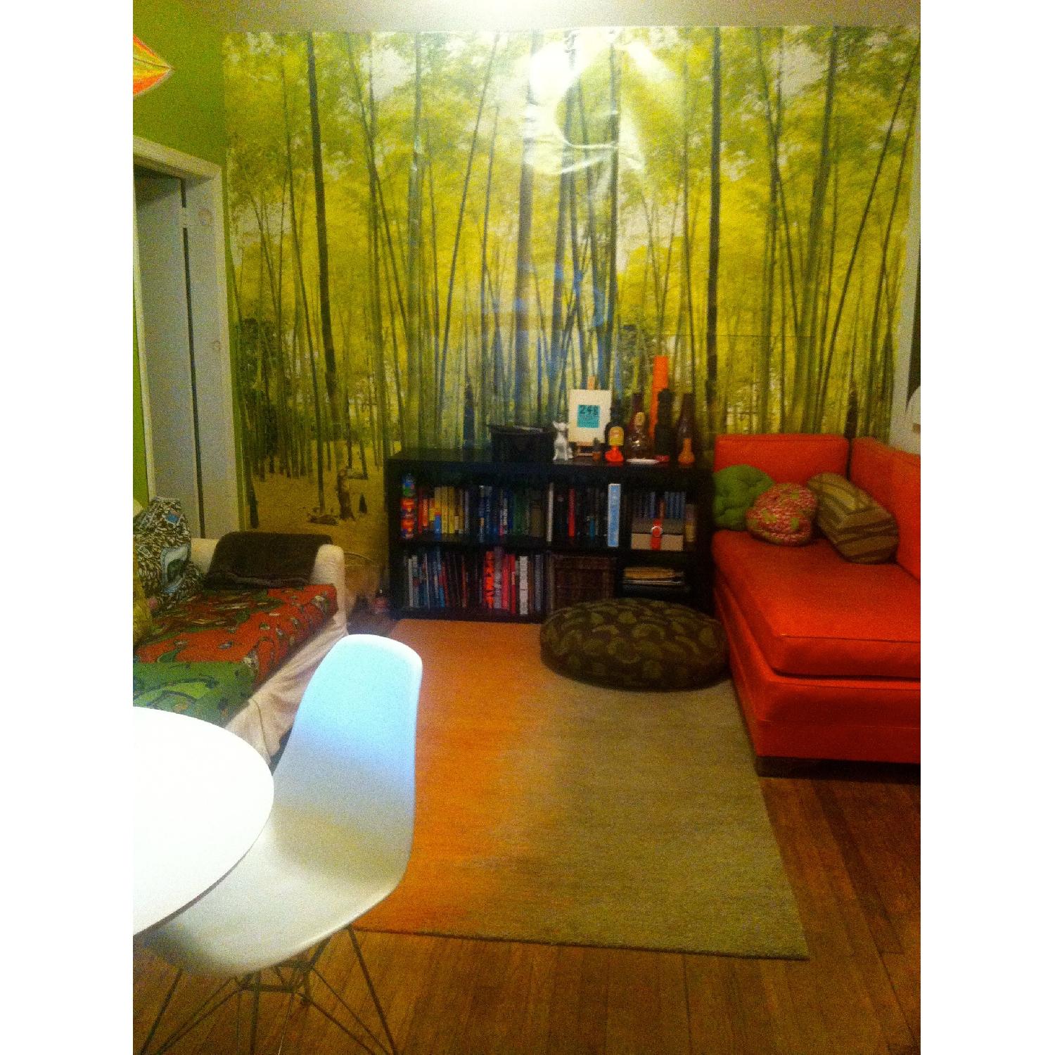 Vintage Orange Vinyl Sofa & Three Cushions - image-9