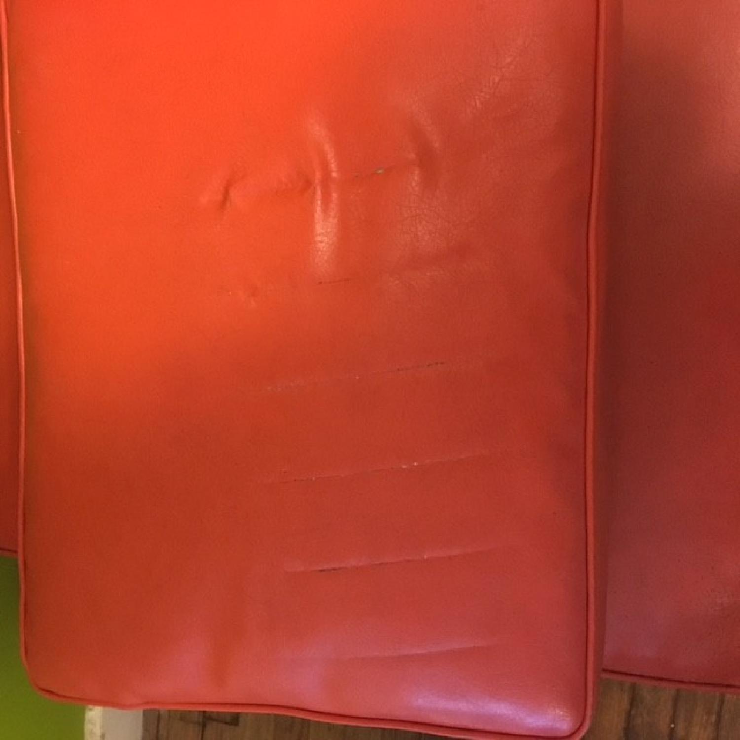 Vintage Orange Vinyl Sofa & Three Cushions - image-10
