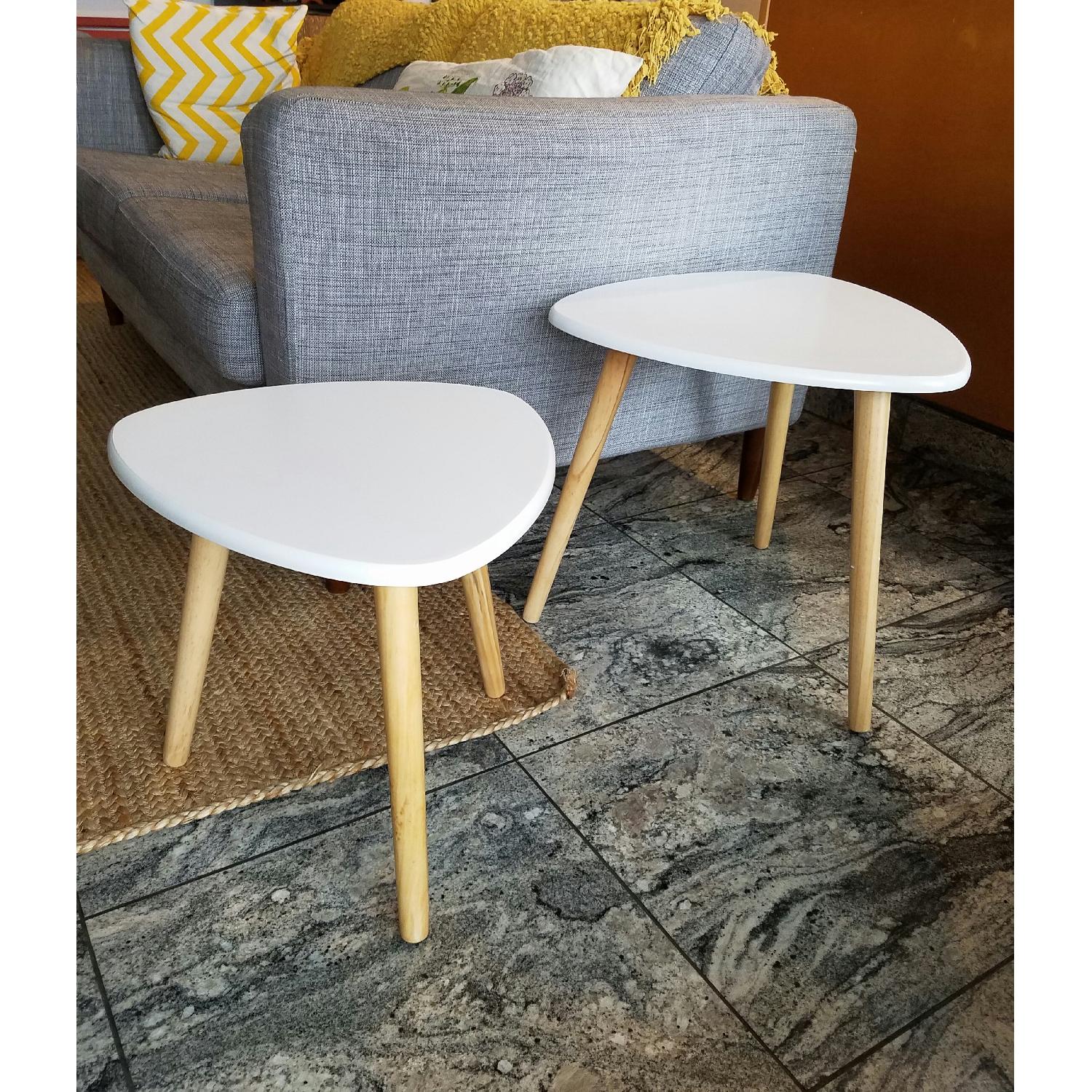 White Triangle Nesting Tables AptDeco
