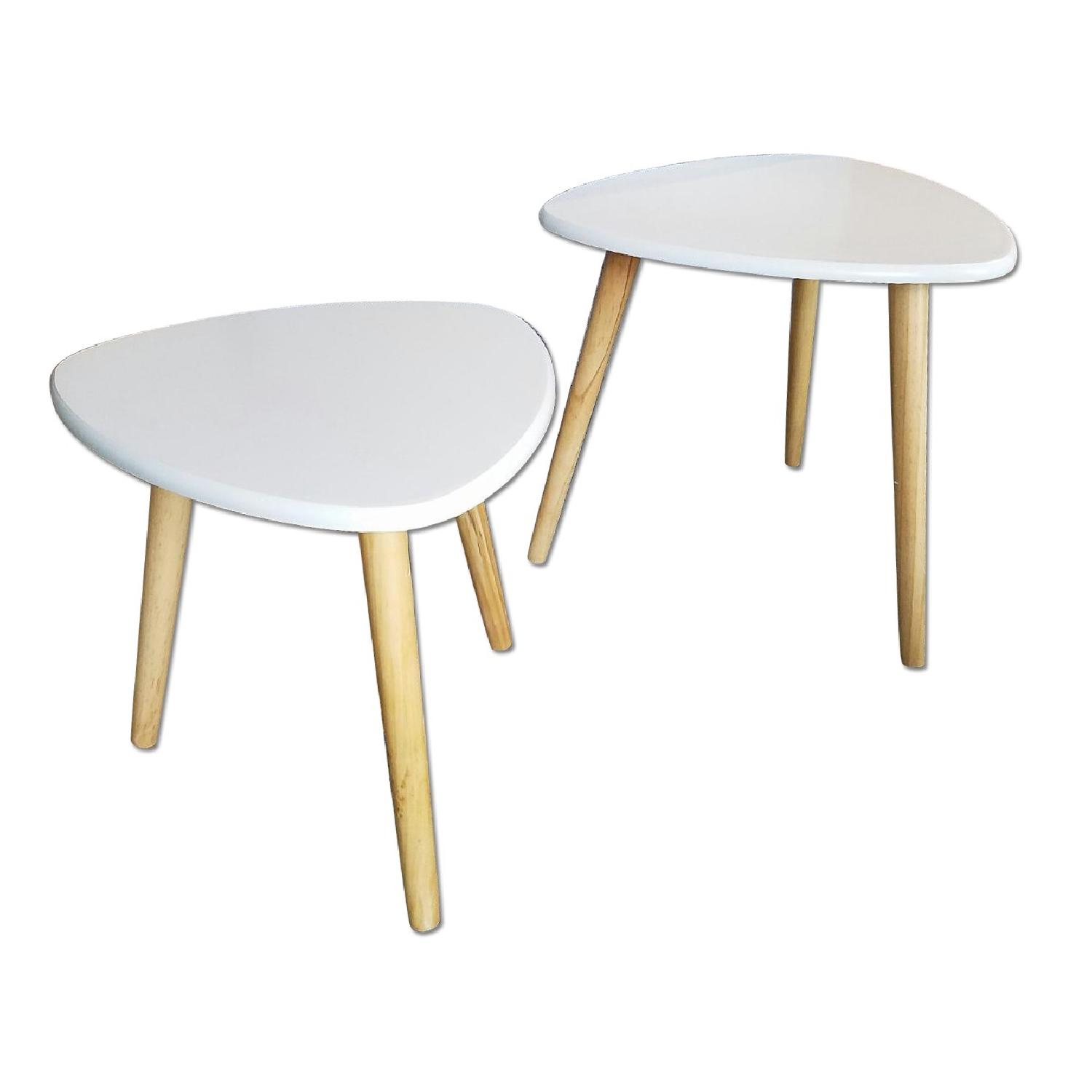 White Triangle Nesting Tables AptDeco