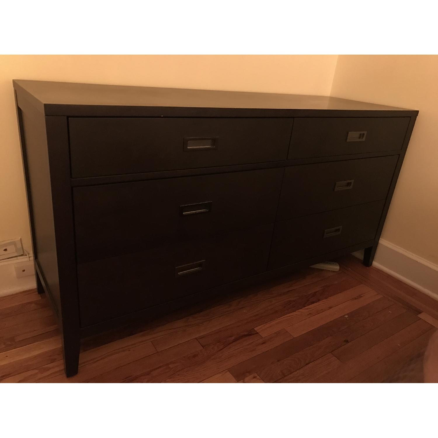 Crate & Barrel Arch Charcoal Full Bed + Oval Nightstand + 6-Drawer Dresser - image-9