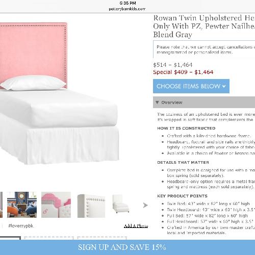 Used Pottery Barn Upholstered Headboard for sale on AptDeco