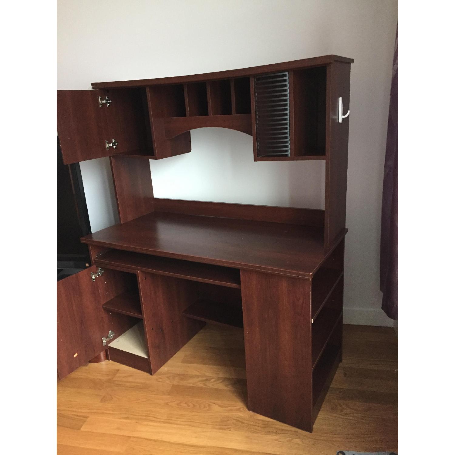 South Shore Computer Desk w/ Hutch in Royal Cherry - image-1
