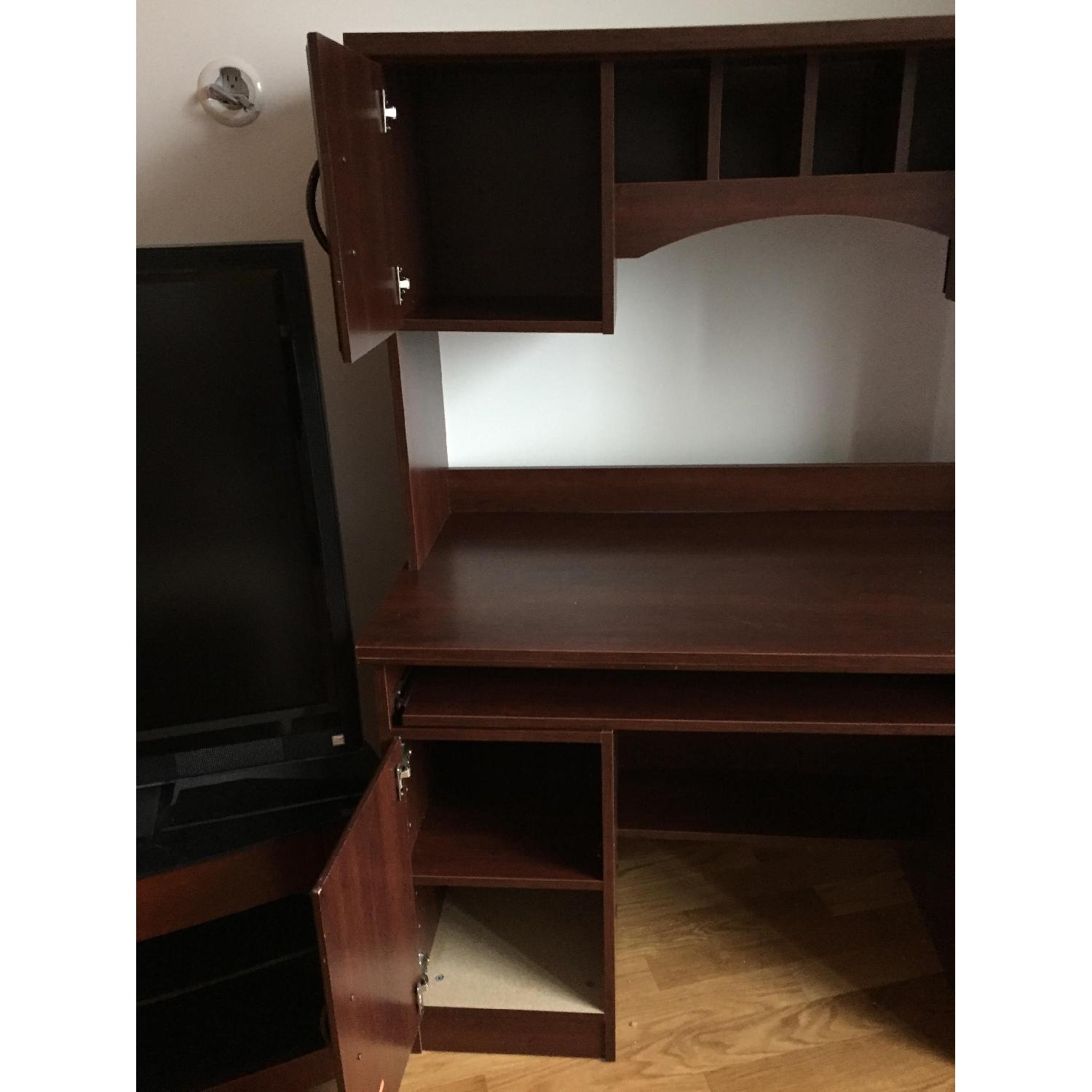 South Shore Computer Desk w/ Hutch in Royal Cherry - image-4