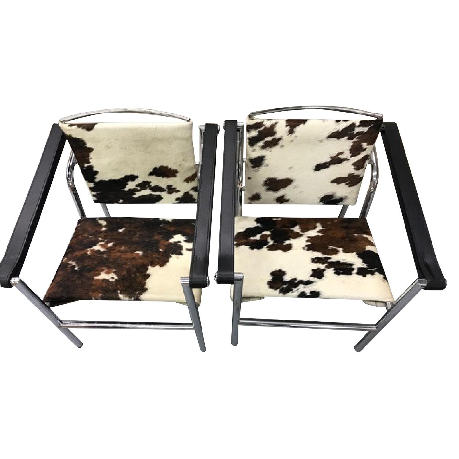 Design Within Reach Le Corbusier LC1 Basculant Reproduction Sling Chairs in Ponyhide - image-0