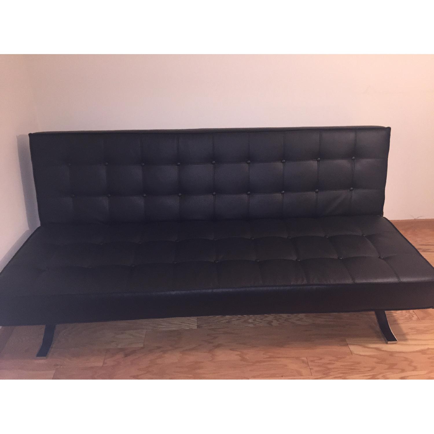 Baskak Black Leather Sleeper Sofa - image-1