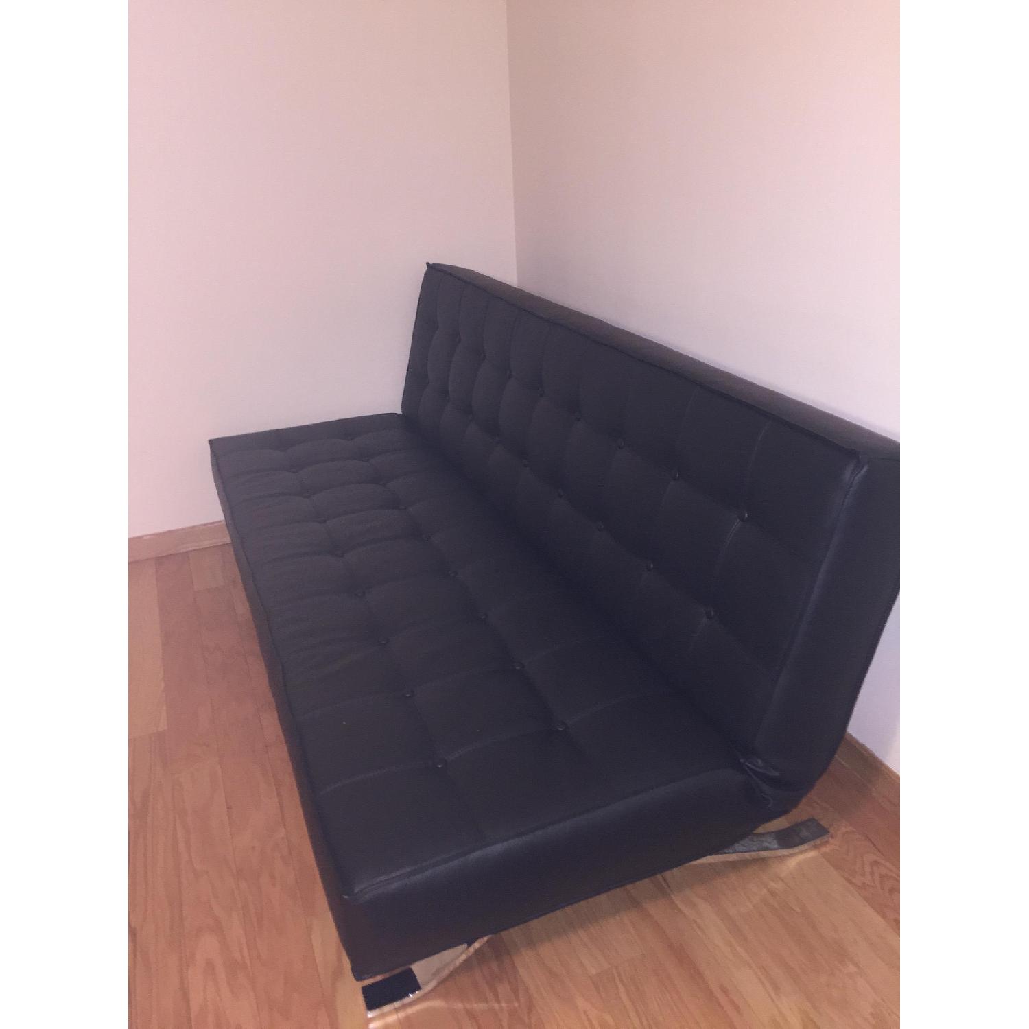Baskak Black Leather Sleeper Sofa - image-2