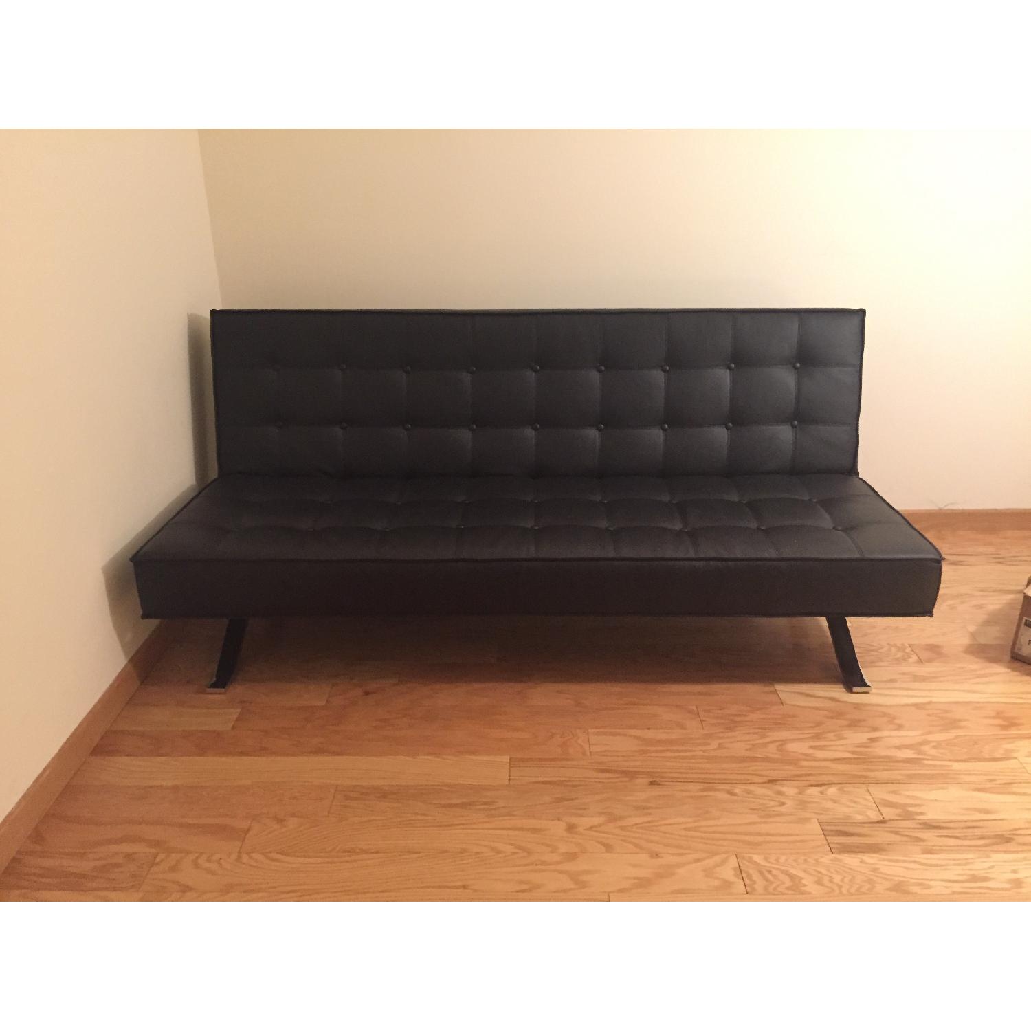 Baskak Black Leather Sleeper Sofa - image-3