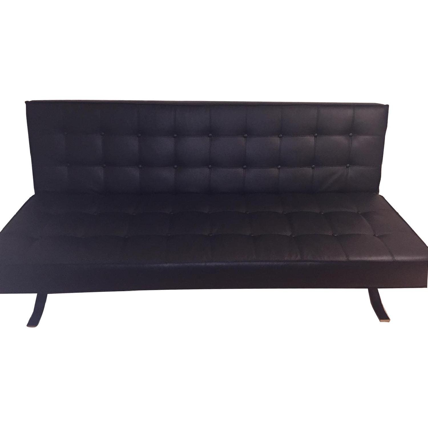 Baskak Black Leather Sleeper Sofa - image-0