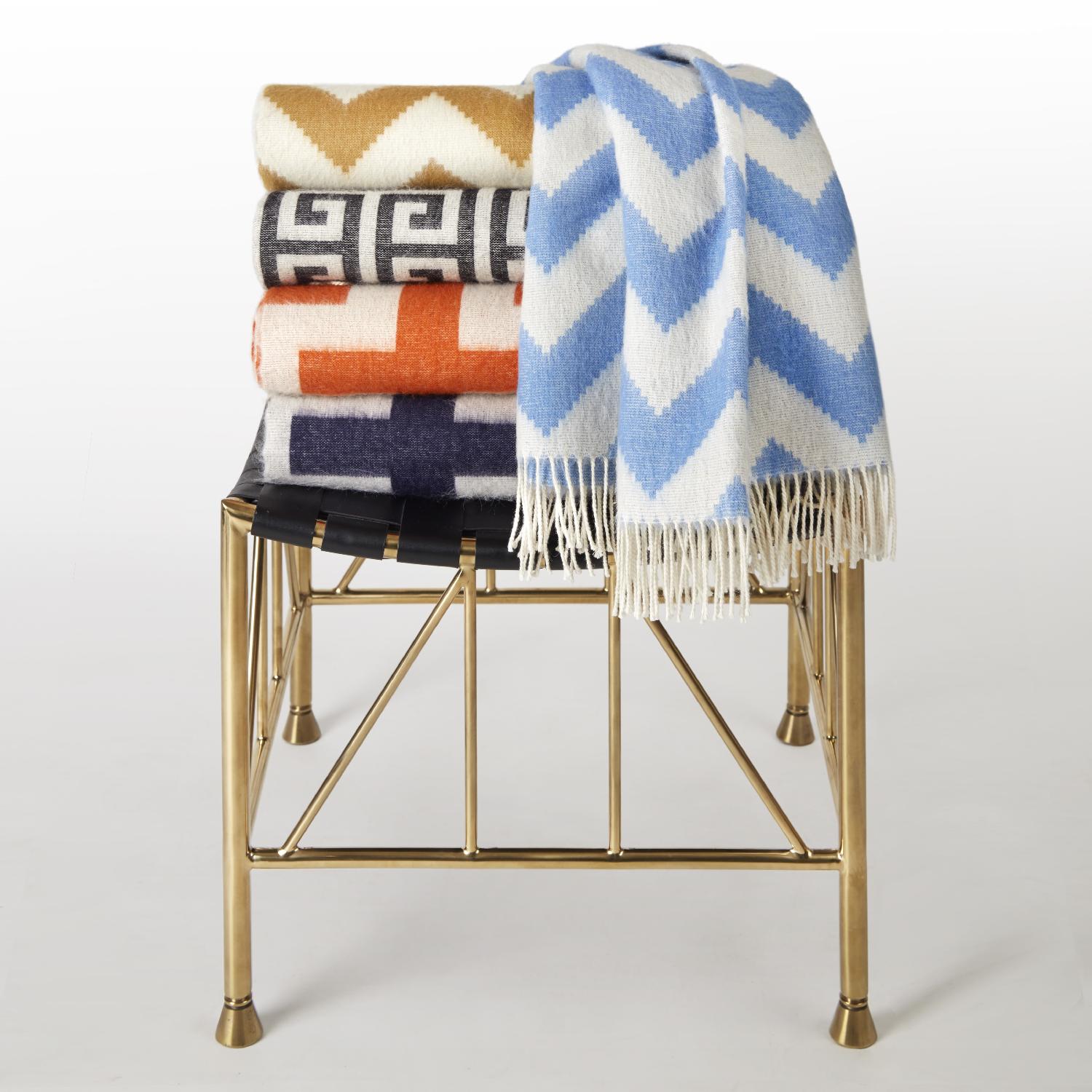Jonathan Adler Baby Alpaca Zig Zag Throw in Blue - image-1
