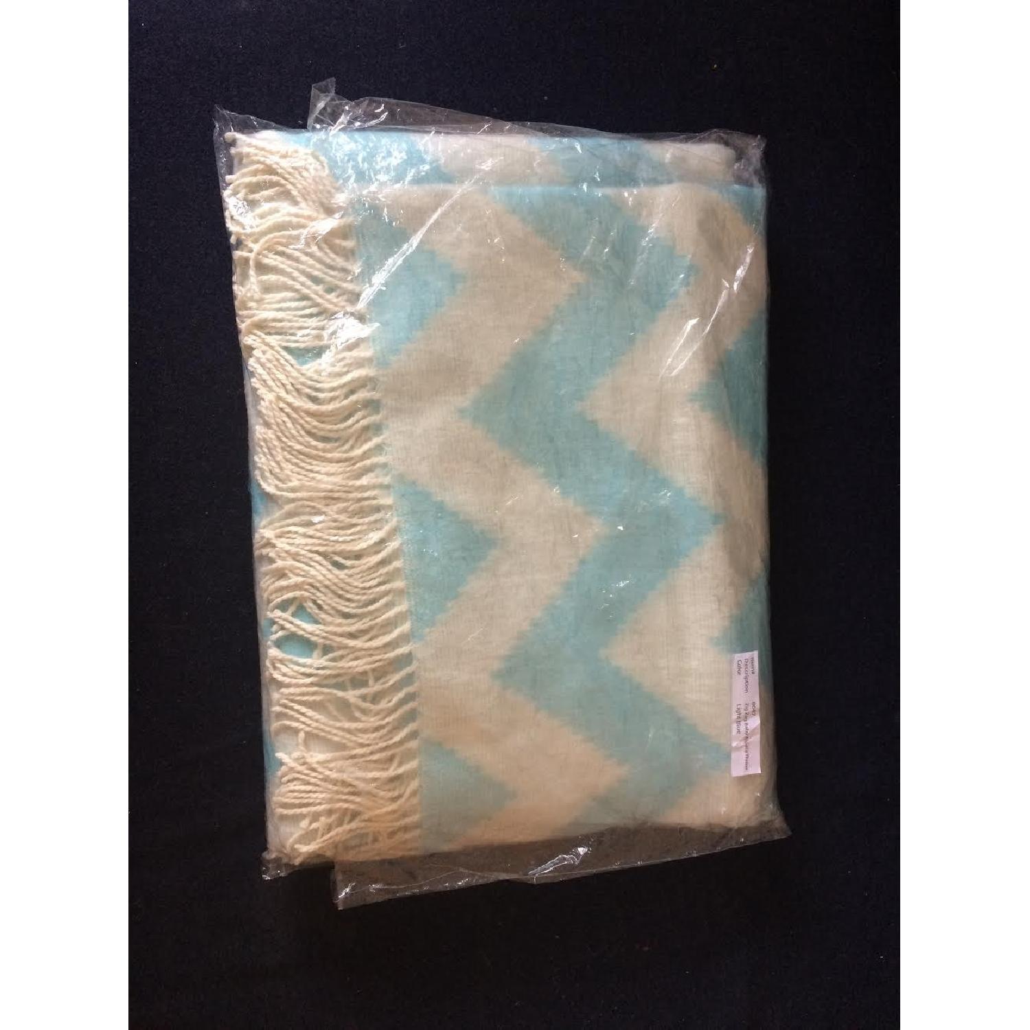Jonathan Adler Baby Alpaca Zig Zag Throw in Blue - image-2