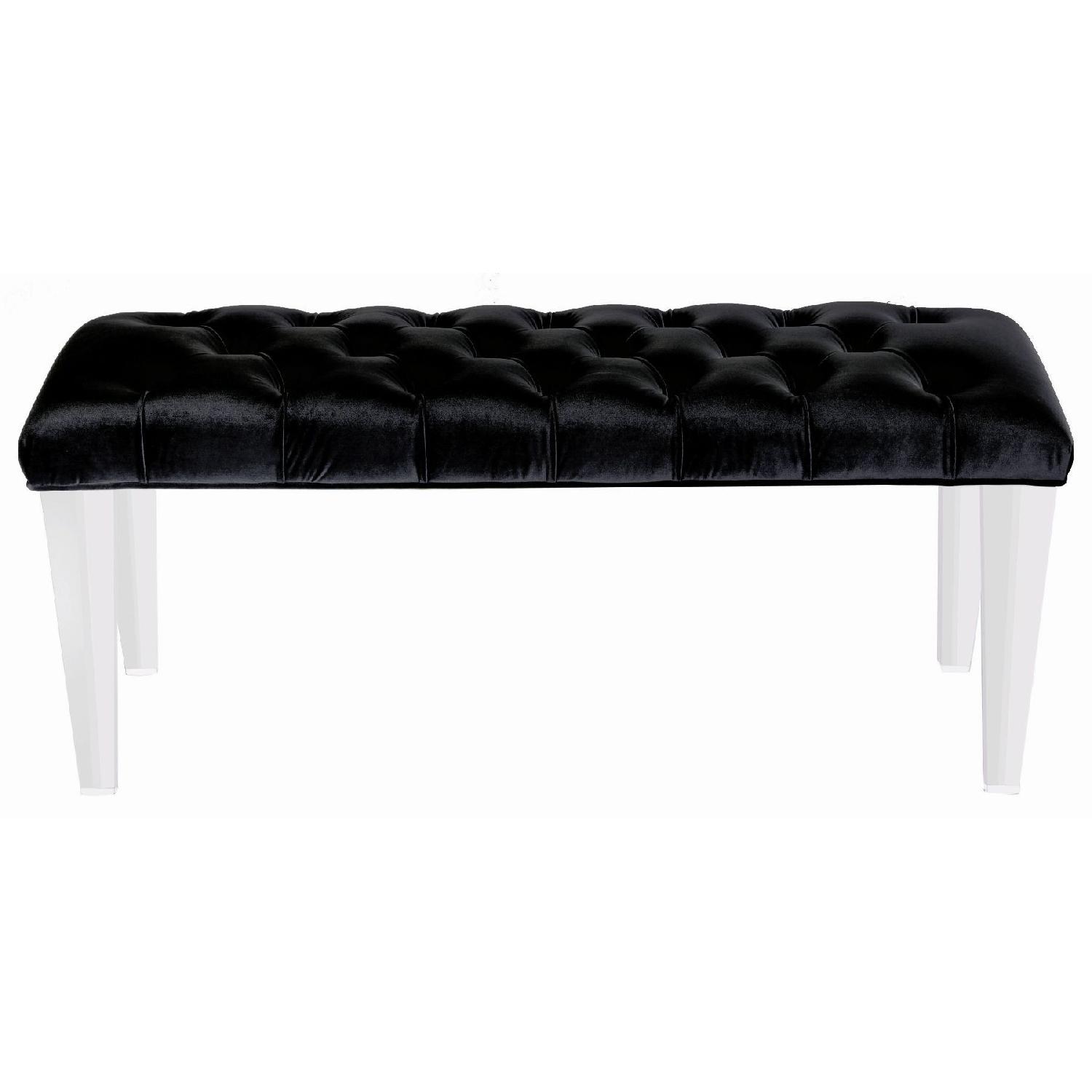 Sunpan Modern Home Black Velvet Bench - image-0