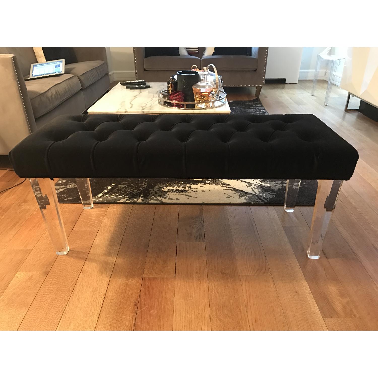 Sunpan Modern Home Black Velvet Bench - image-2