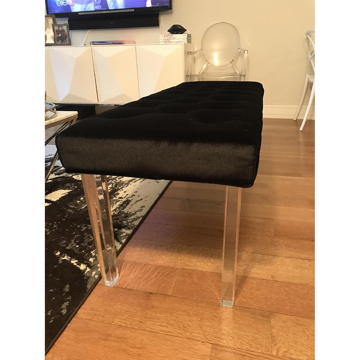 Sunpan Modern Home Black Velvet Bench - image-3