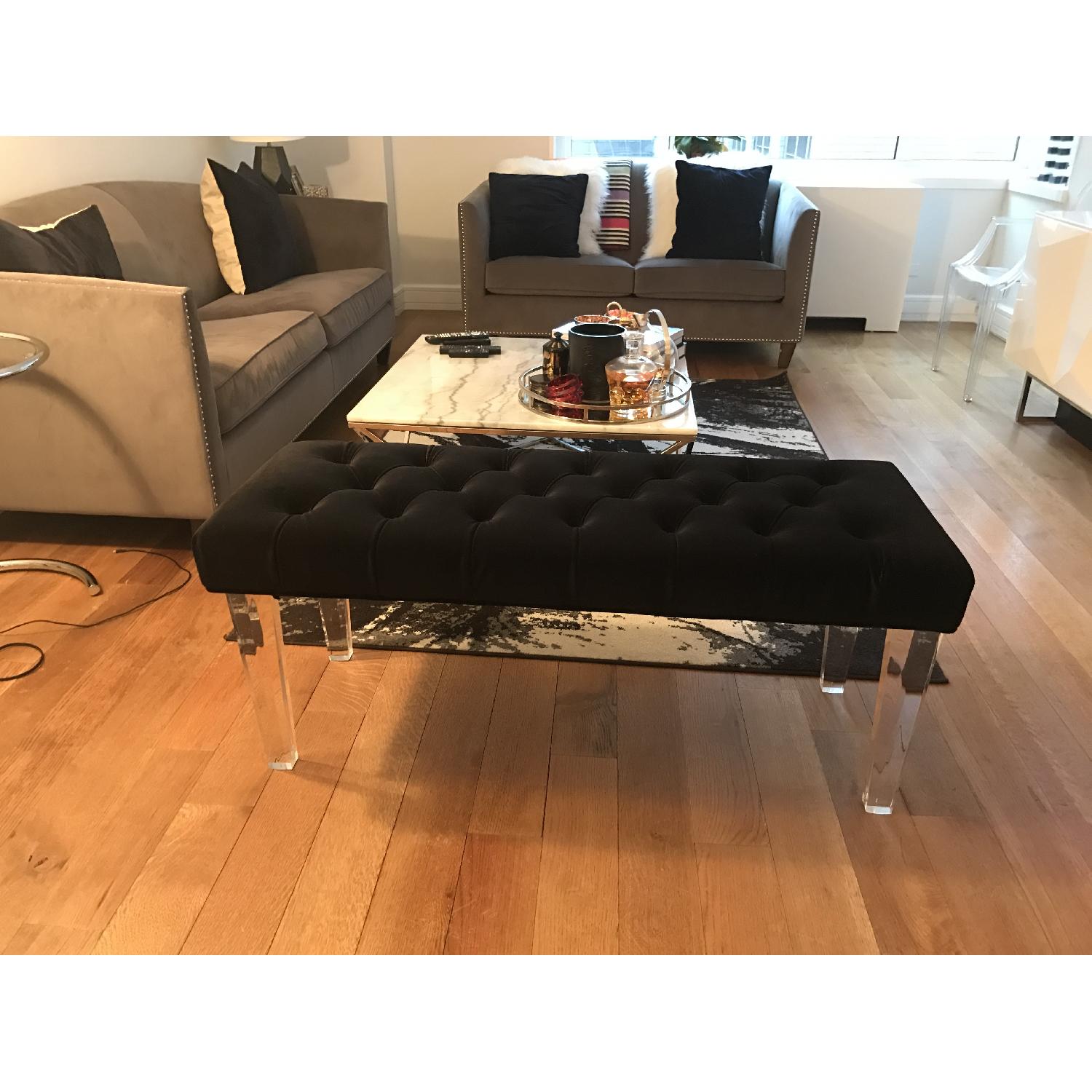 Sunpan Modern Home Black Velvet Bench - image-6