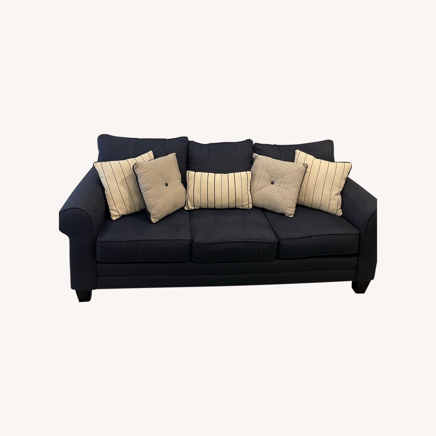 Raymour & Flanigan McKinley Navy Blue Sofa AptDeco